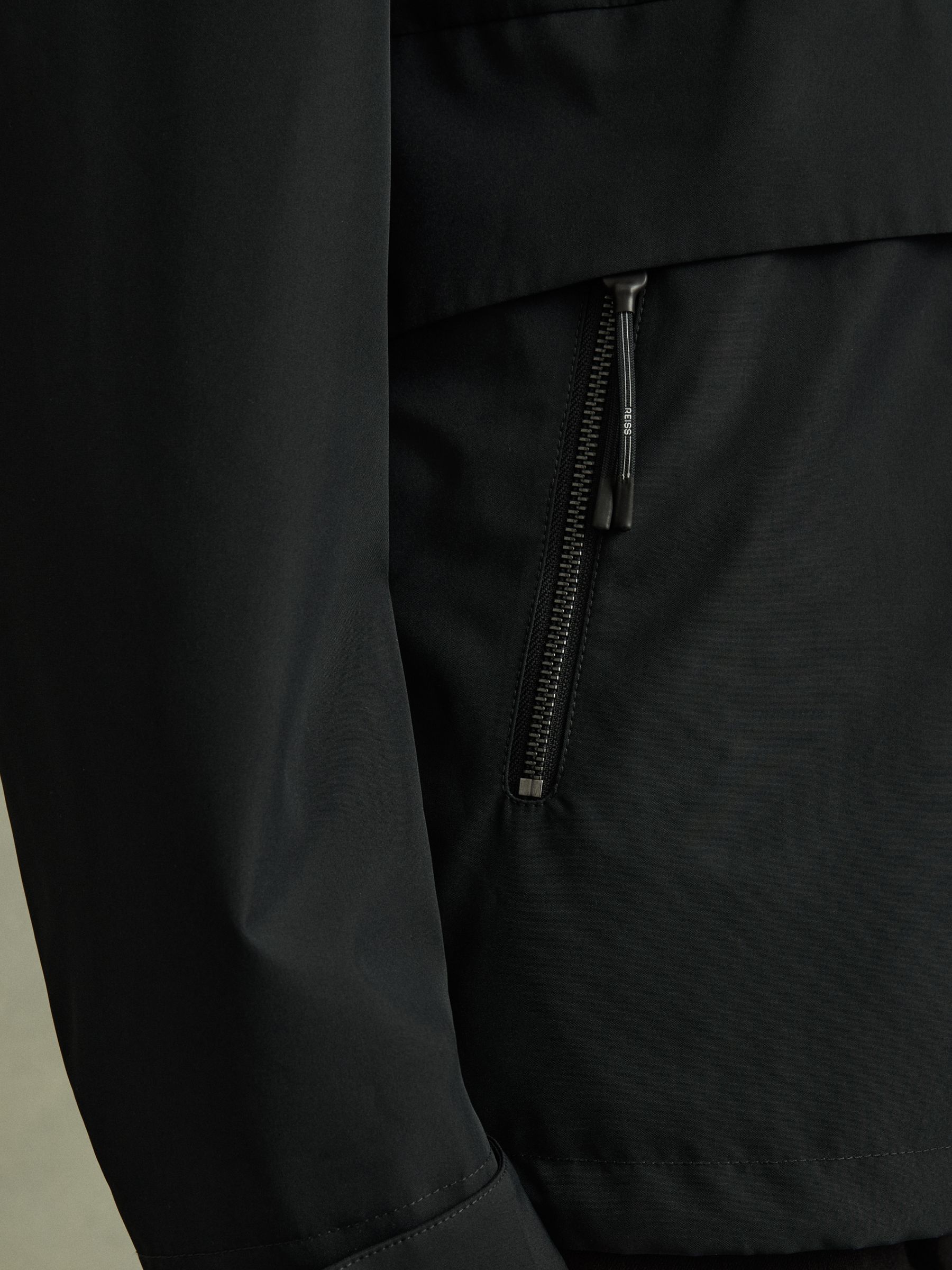 Earlsfield Navy Drawstring Hem Technical Hooded Jacket