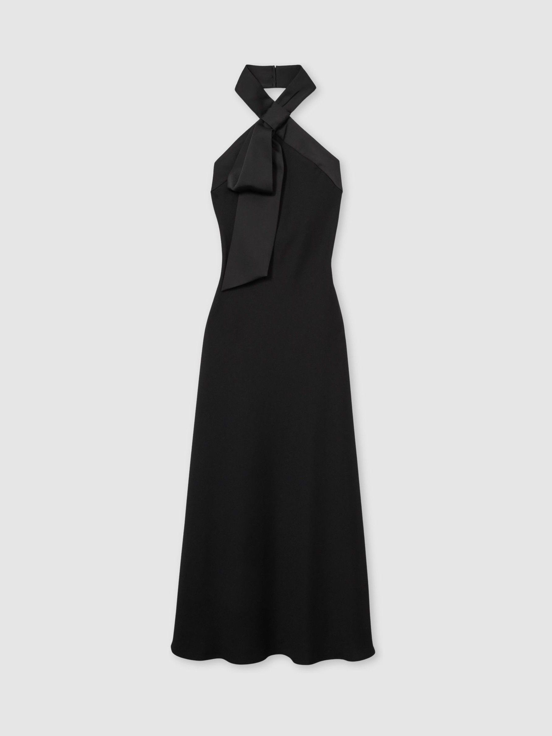 Florere Bow-Detail Halterneck Maxi Dress in Black