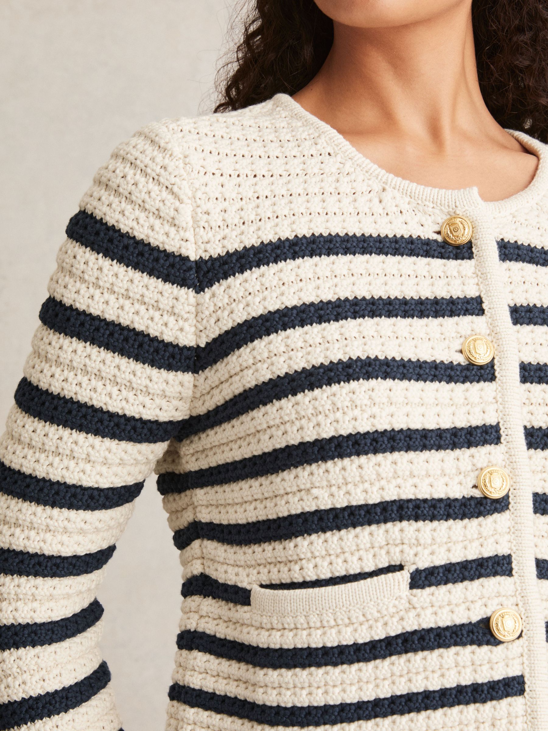 Paige Ivory Textured Knit Stripe Cardigan in Ivory