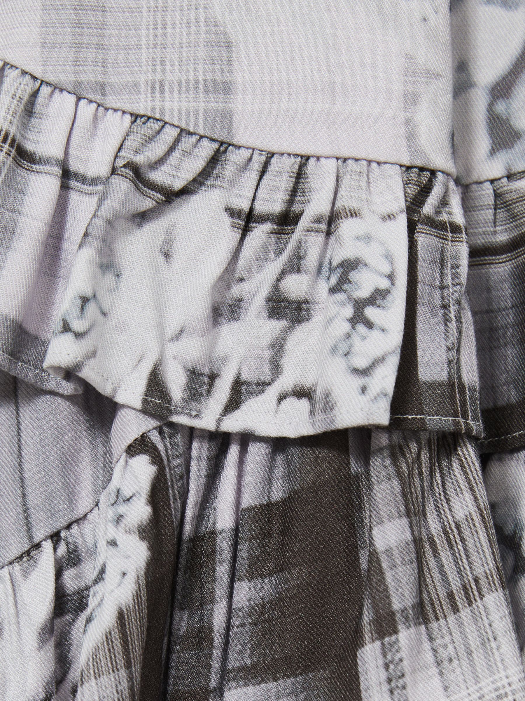 9-13 yrs Floral-Check Tiered-Frill Dress in Grey