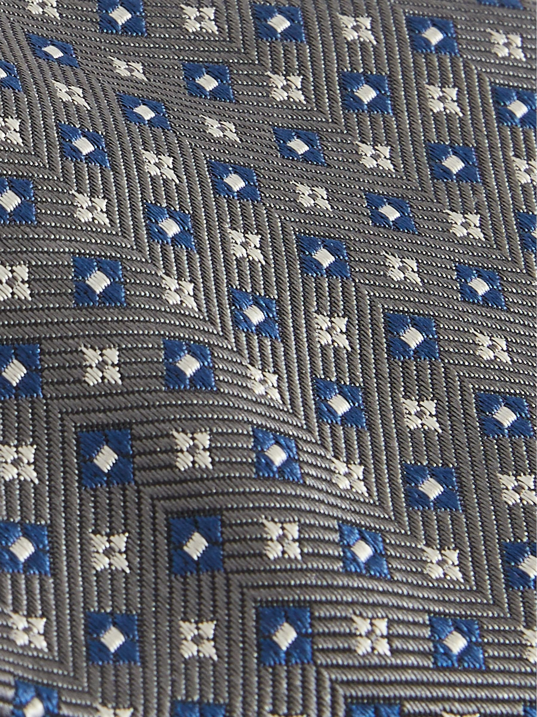 Foulard Silk Blend Floral Print Tie in Charcoal