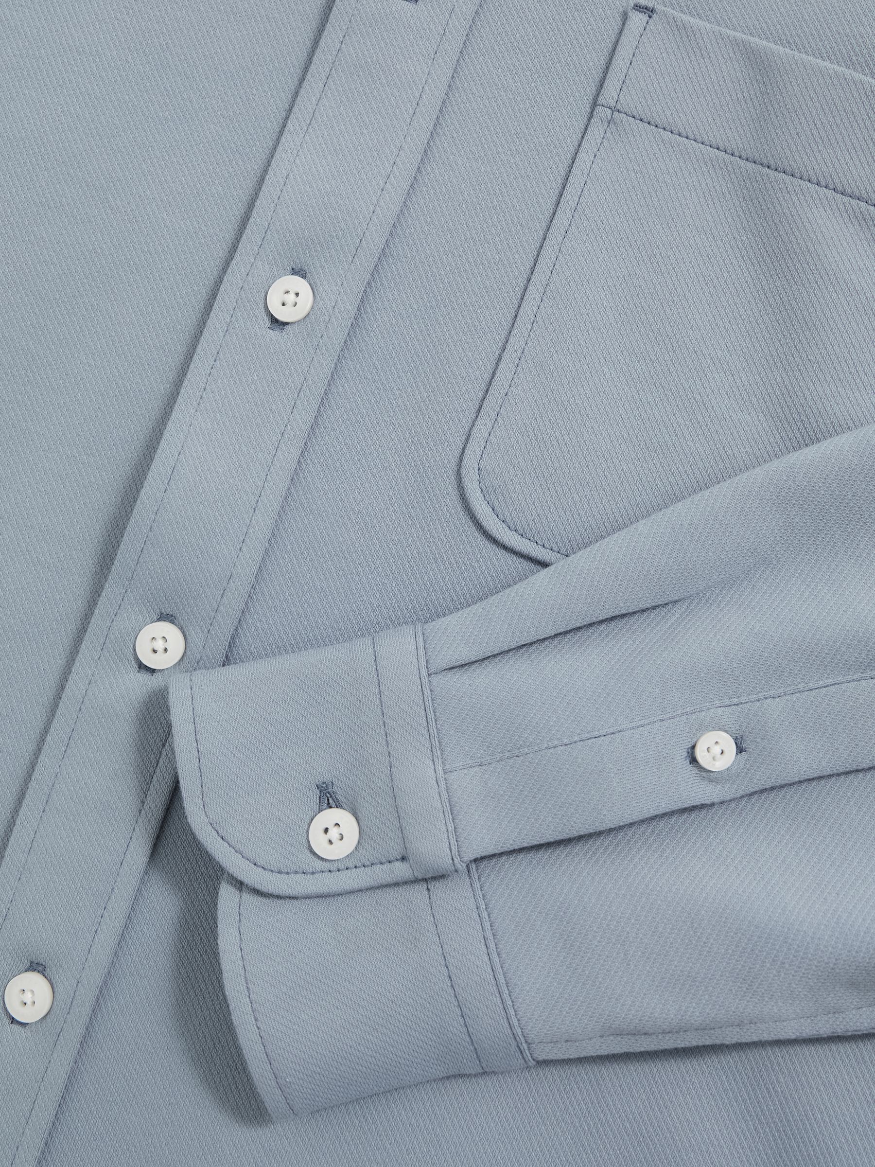 Cotton-Twill Cutaway-Collar Overshirt in Soft Blue
