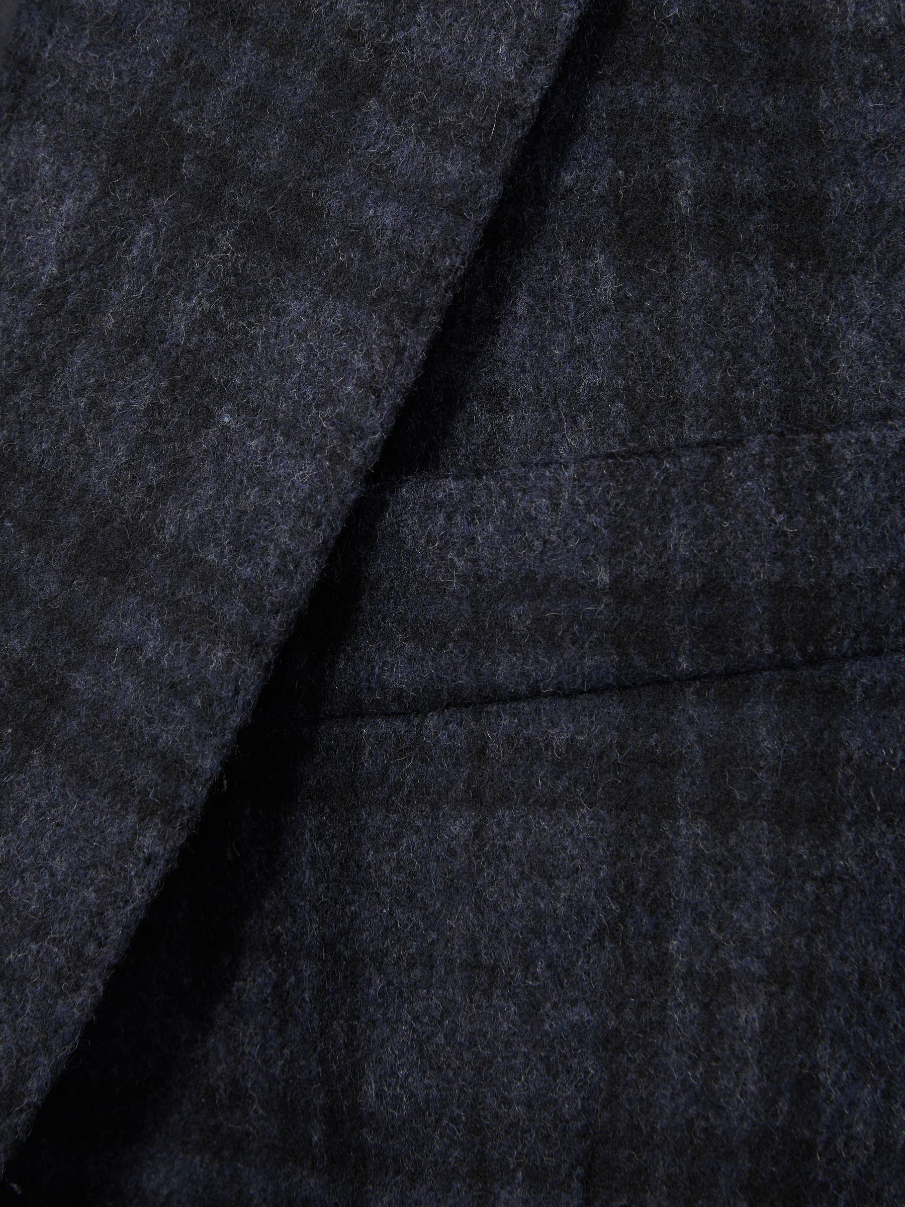Oscar Jacobson Single Breasted Tweed Check Blazer in Navy