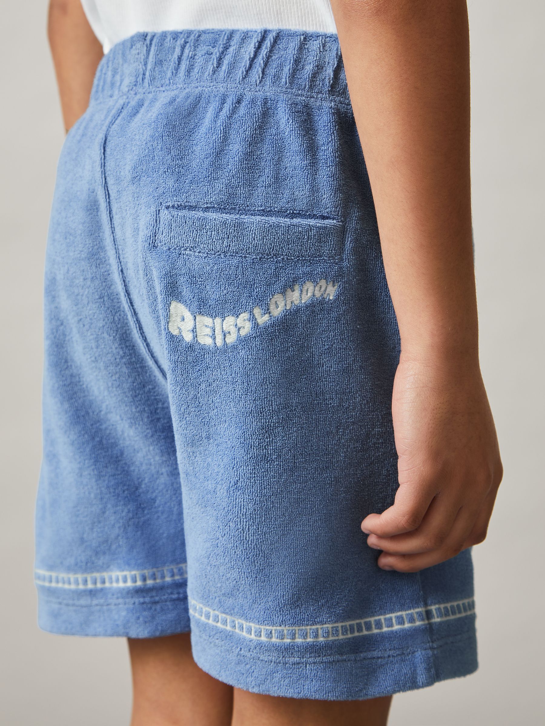 13-14 yrs Towelling Brand-Embroidered Shorts in Airforce Blue