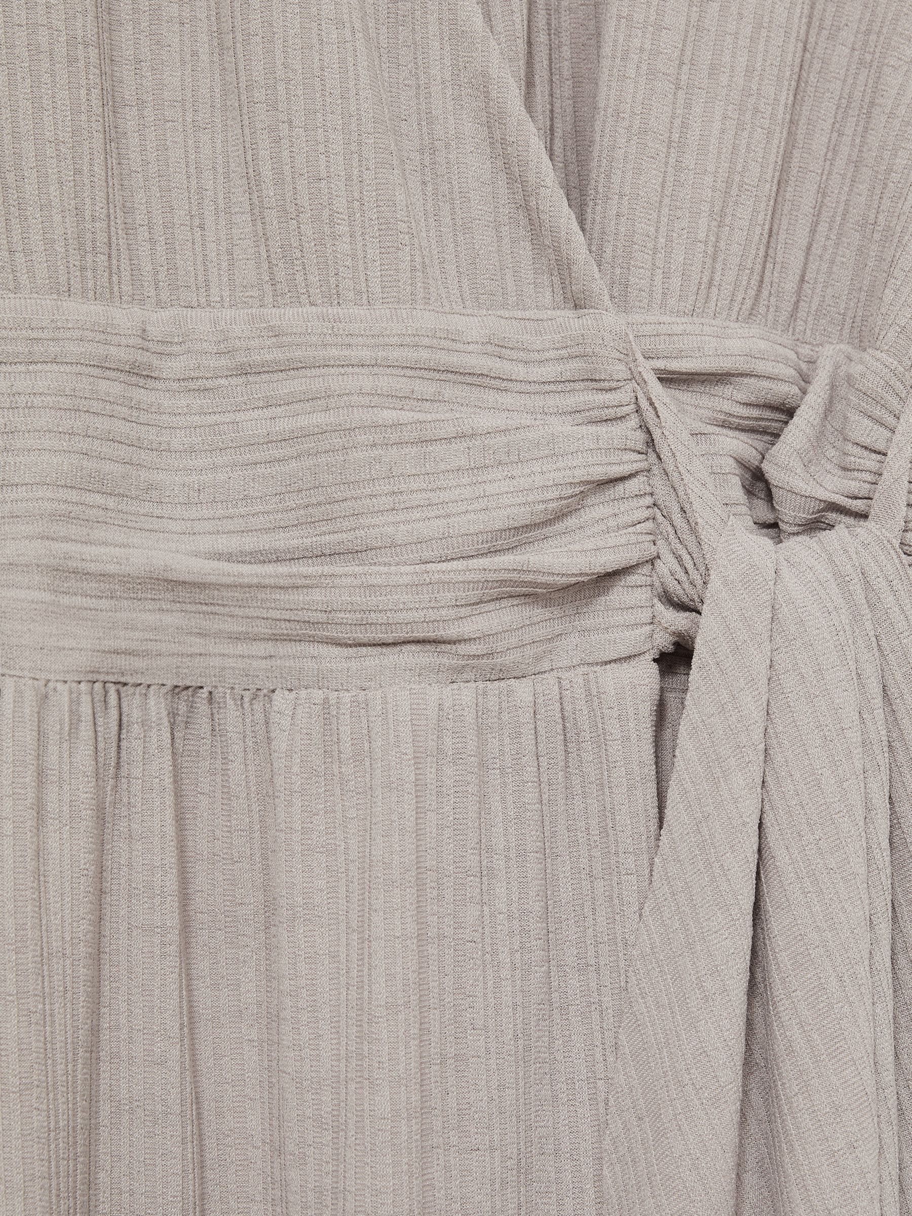 Jersey Wrap-Tie Midi Dress in Grey