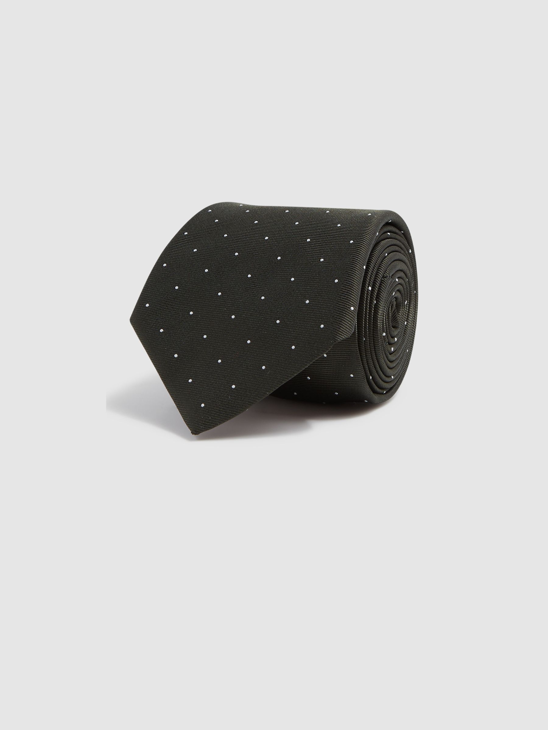 Polka Dot Silk Tie in Dark Green