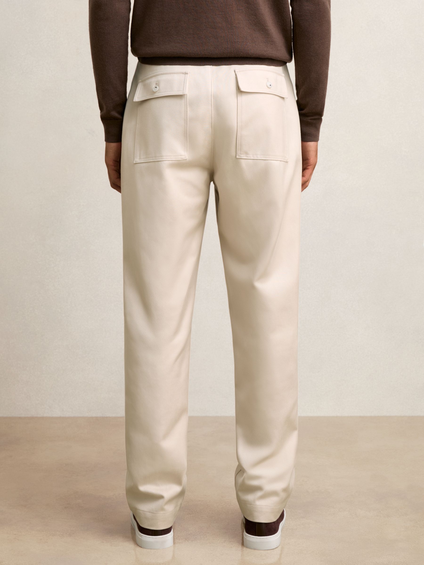Lyocell Cotton Wide Utility Trousers in Ecru