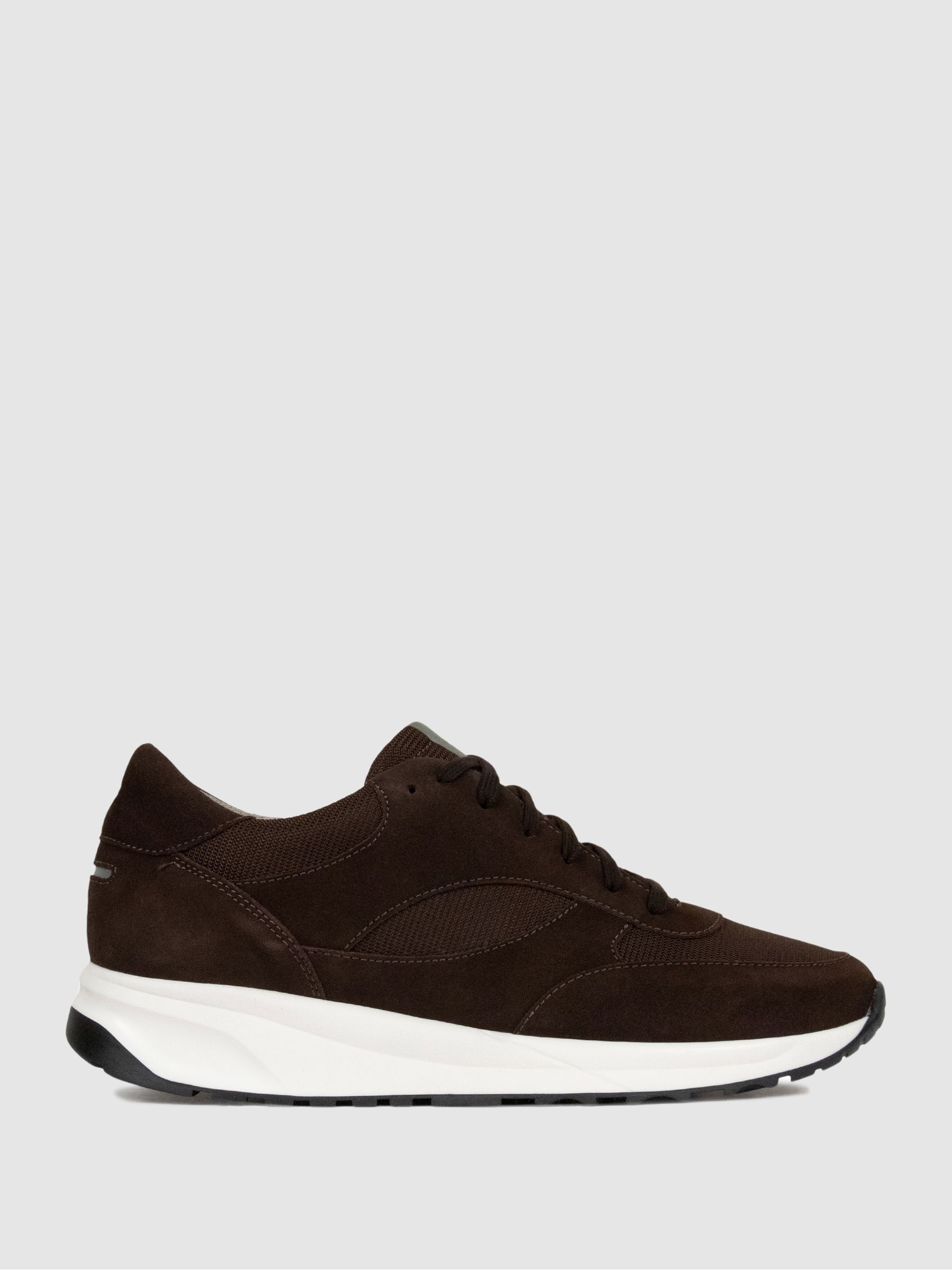 Unseen Footwear Suede and Mesh Rozel Trainers in Brown