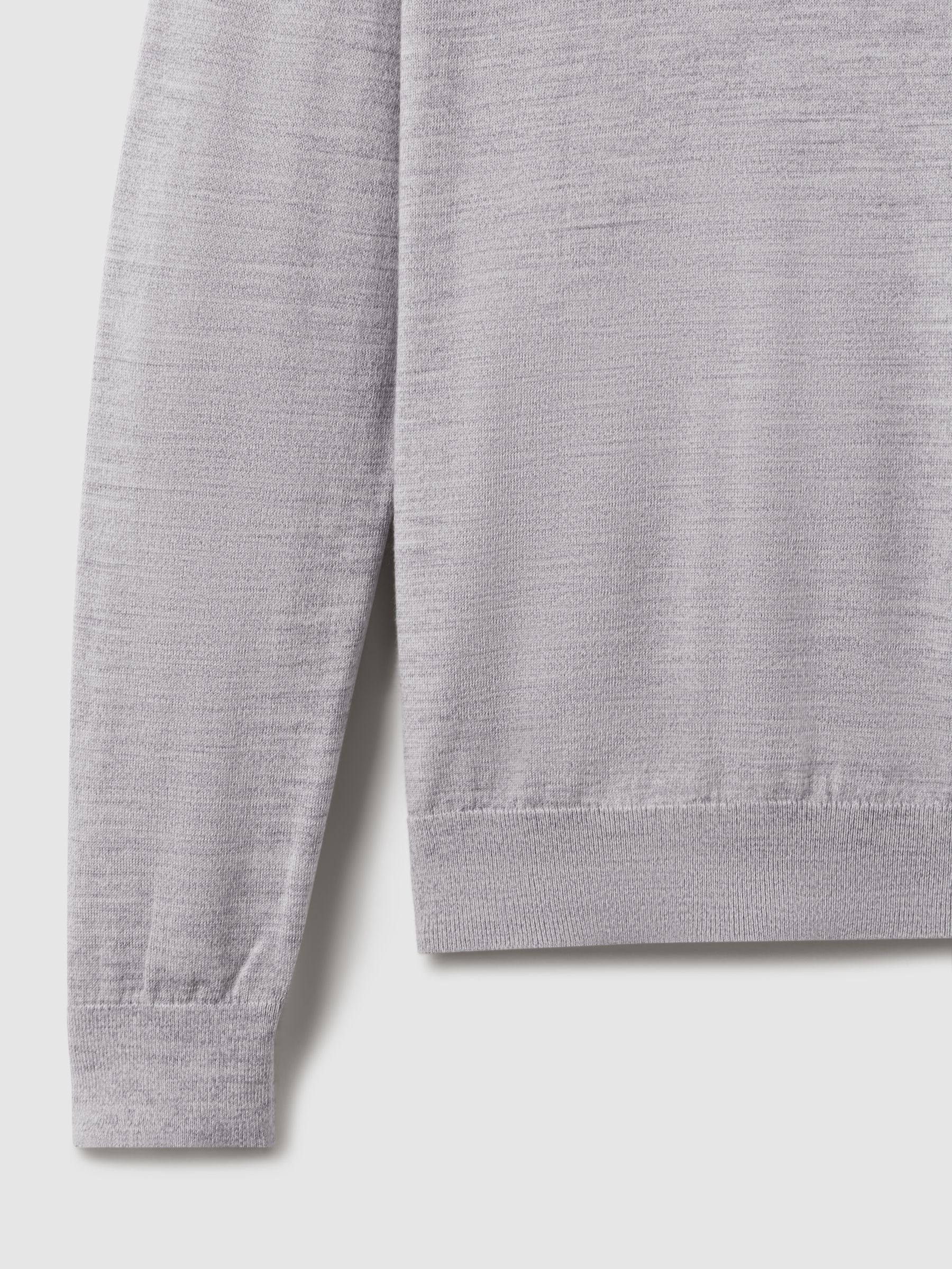 Merino Wool Crew Neck Jumper in Soft Grey Mouline