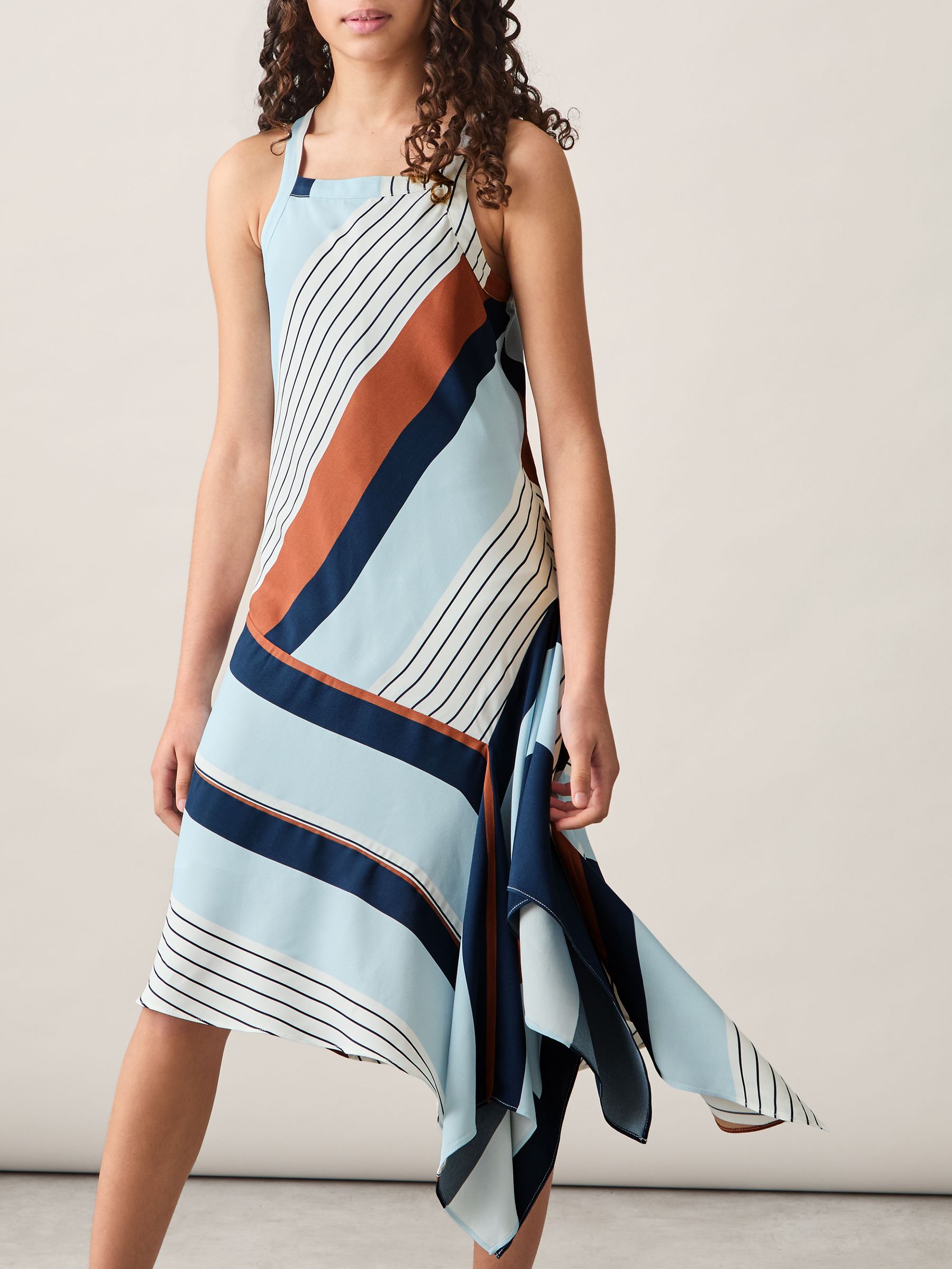 4-9 yrs Stripe-Print Handkerchief Dress in Blue Print