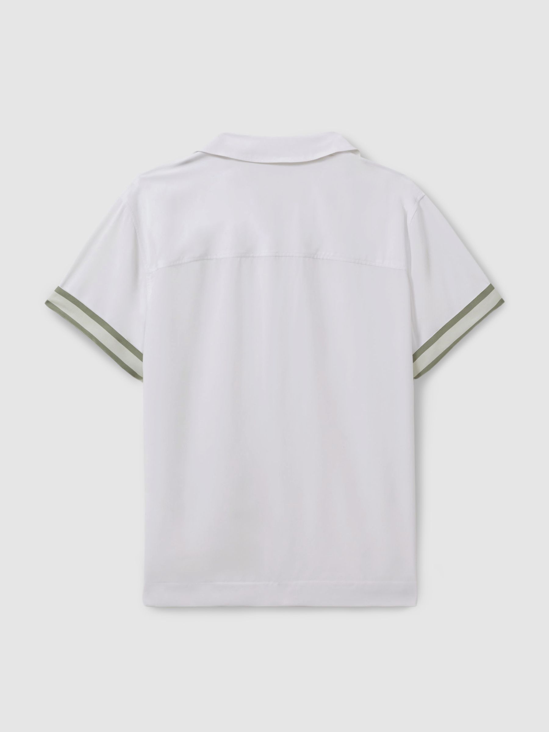 Reiss | Ché Cuff Detail Cuban Collar Shirt in White