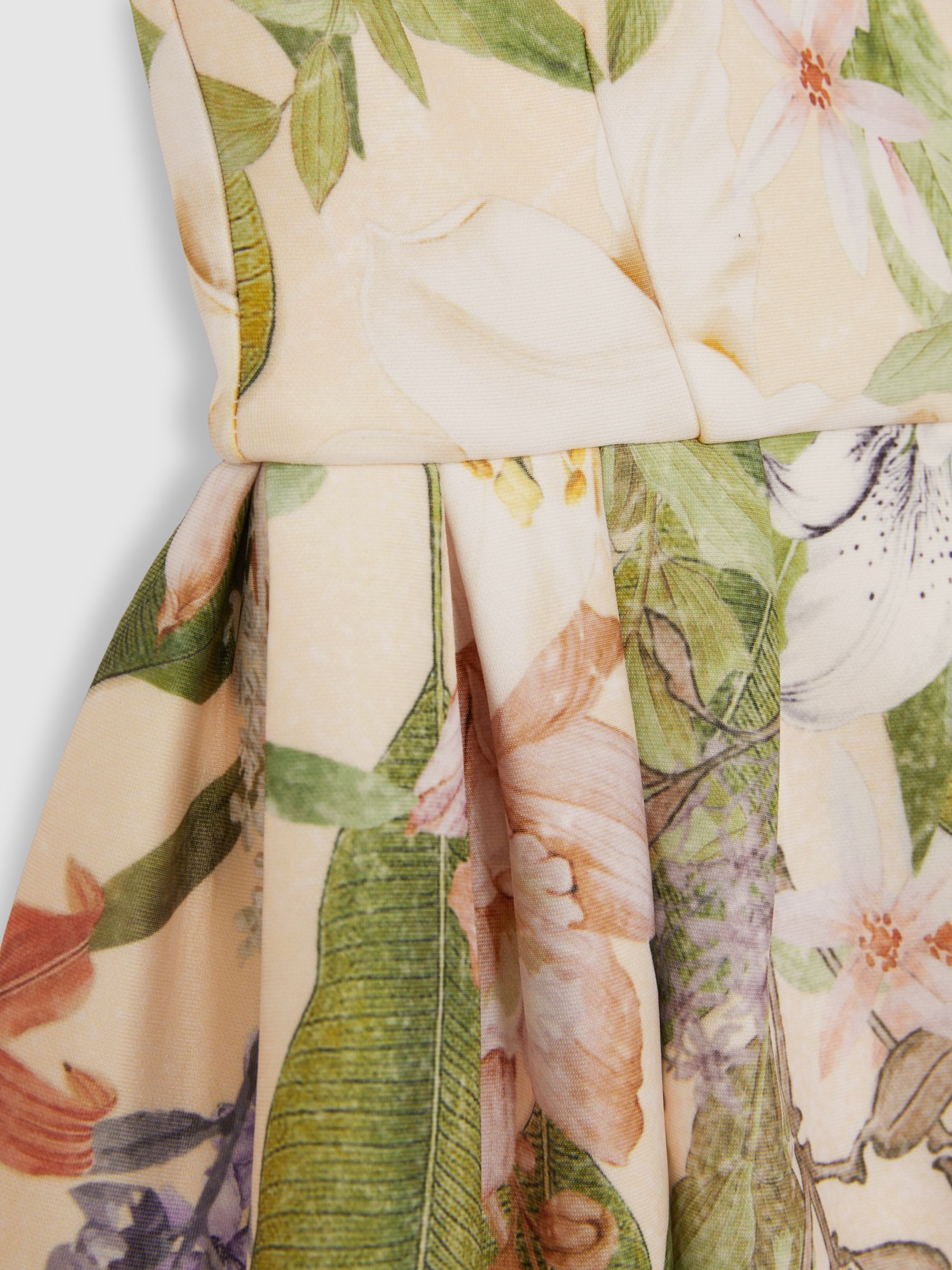 4-9 yrs Floral Scuba Sleeveless Dress in Pink Print