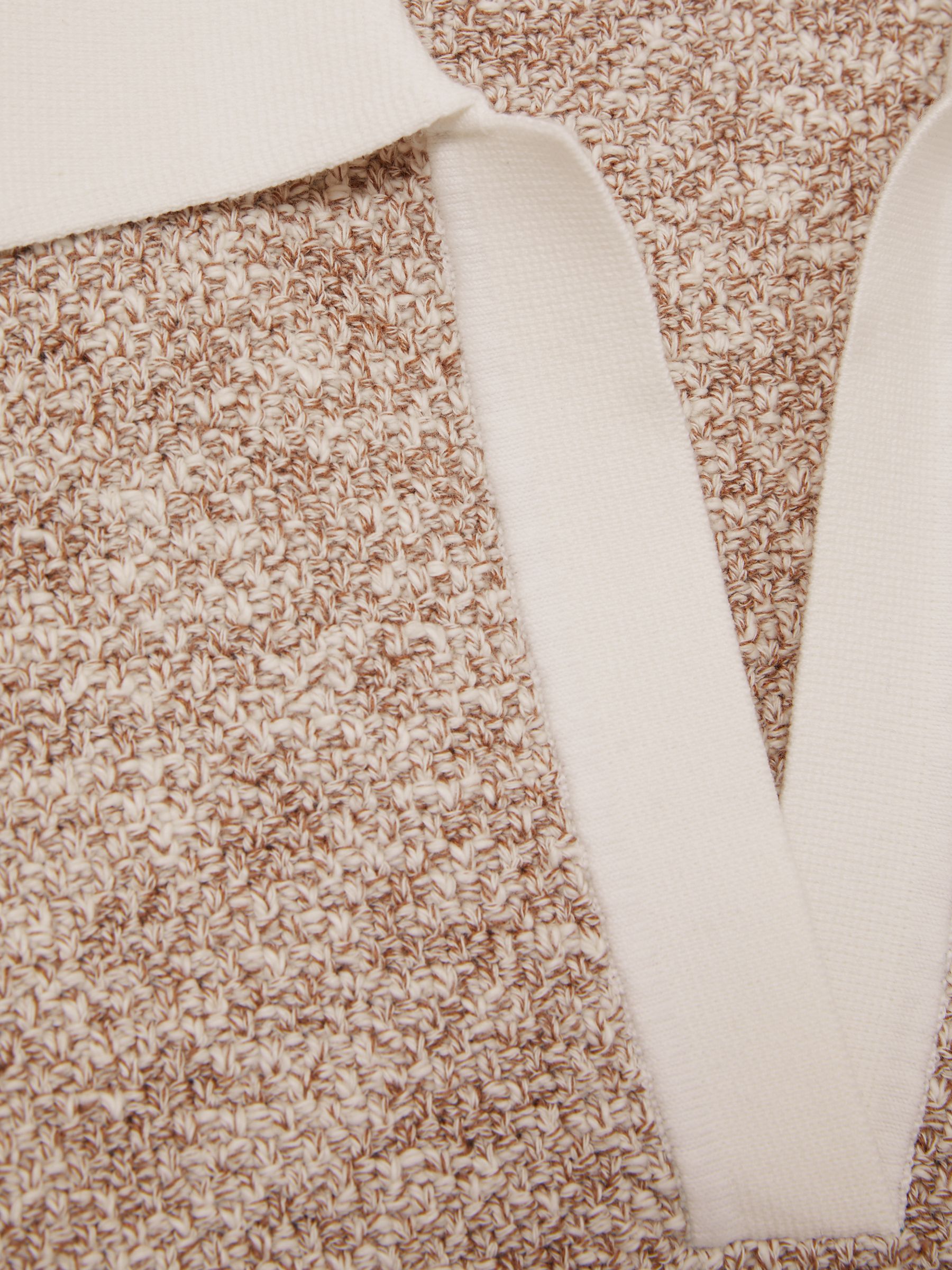 Cotton-Blend Knit Polo Shirt in Neutral