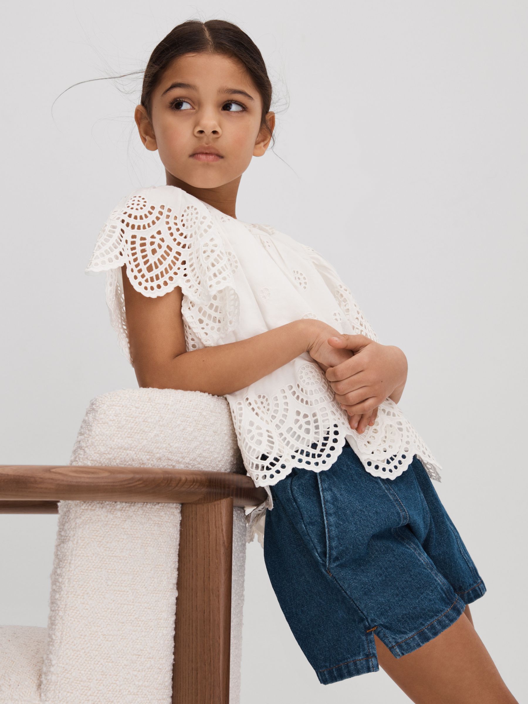 9-13 yrs Cotton Broderie Blouse in Ivory