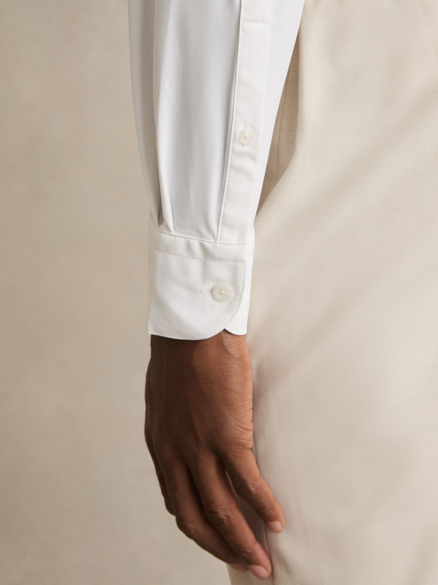 Regular Fit Button-Through Travel Shirt in White