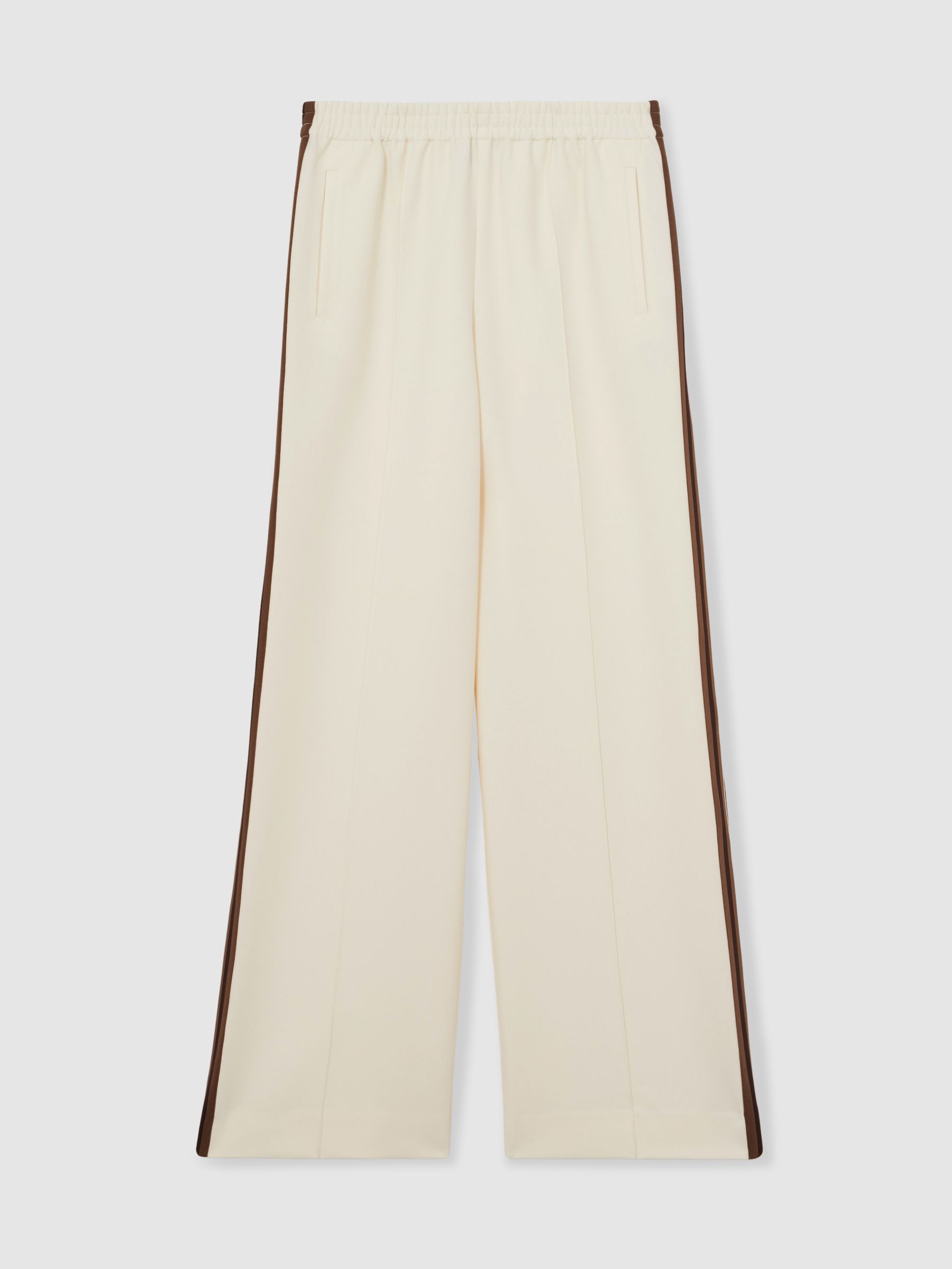 Side-Stripe Wide-Leg Trousers in Cream
