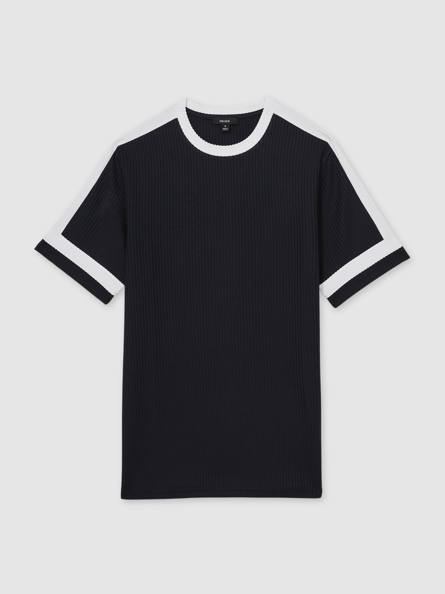 Oversized Textured T-Shirt in Navy/White