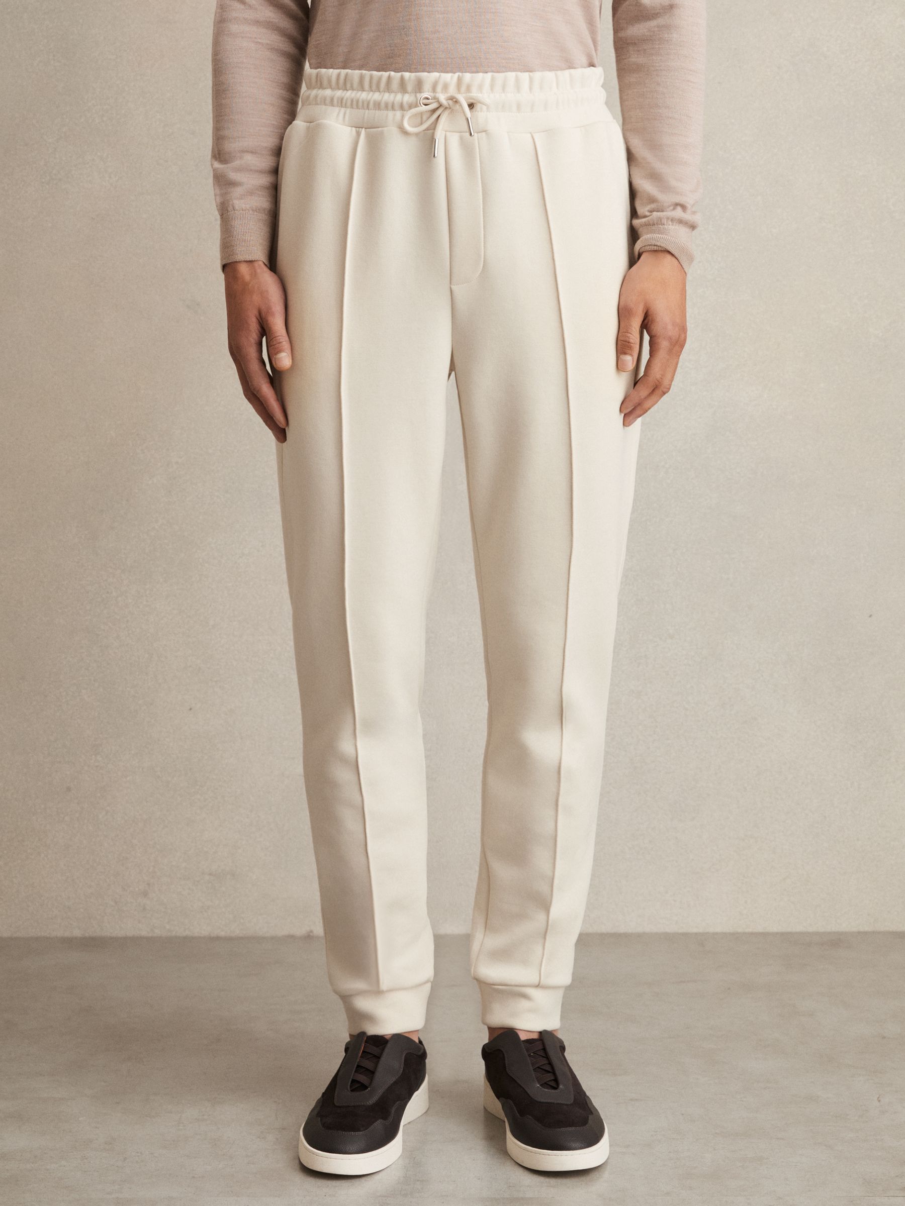 Drawstring Jersey Joggers in Off White