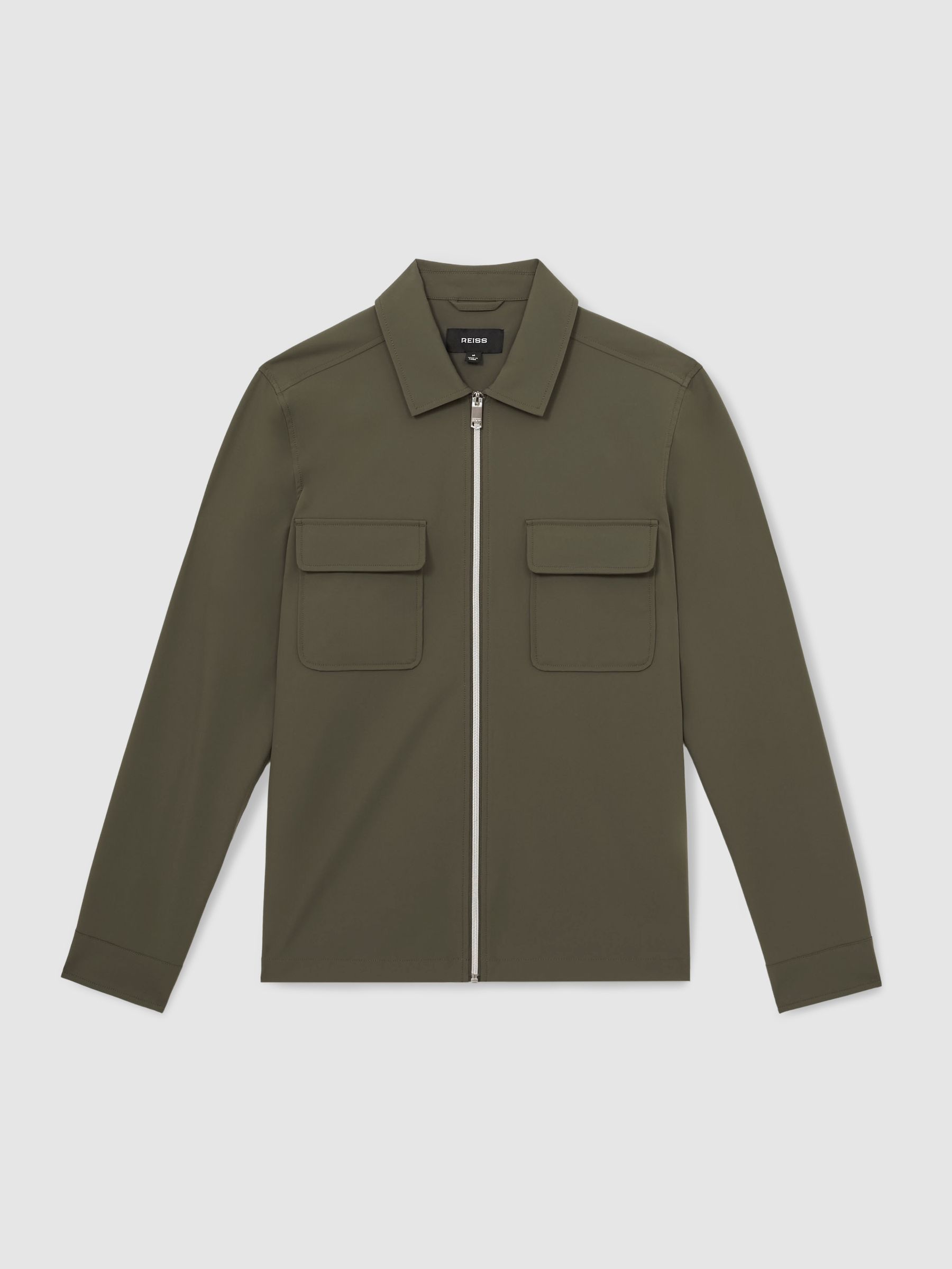 Technical Zip-Through Overshirt in Green