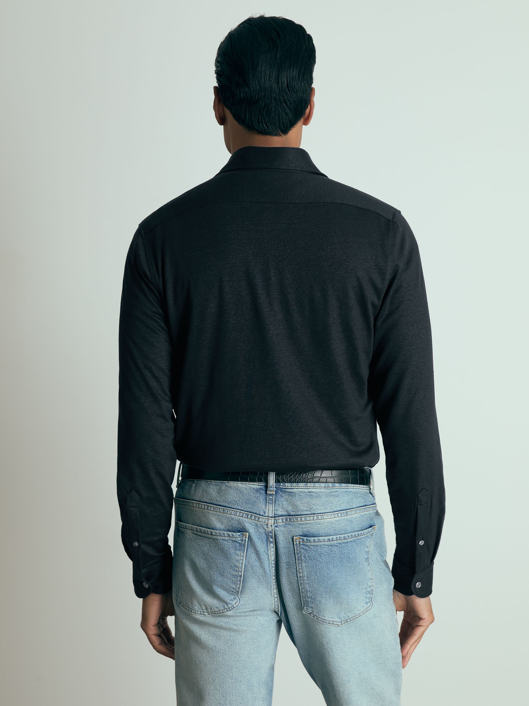 Atelier Linen-Blend-Jersey Shirt in Navy