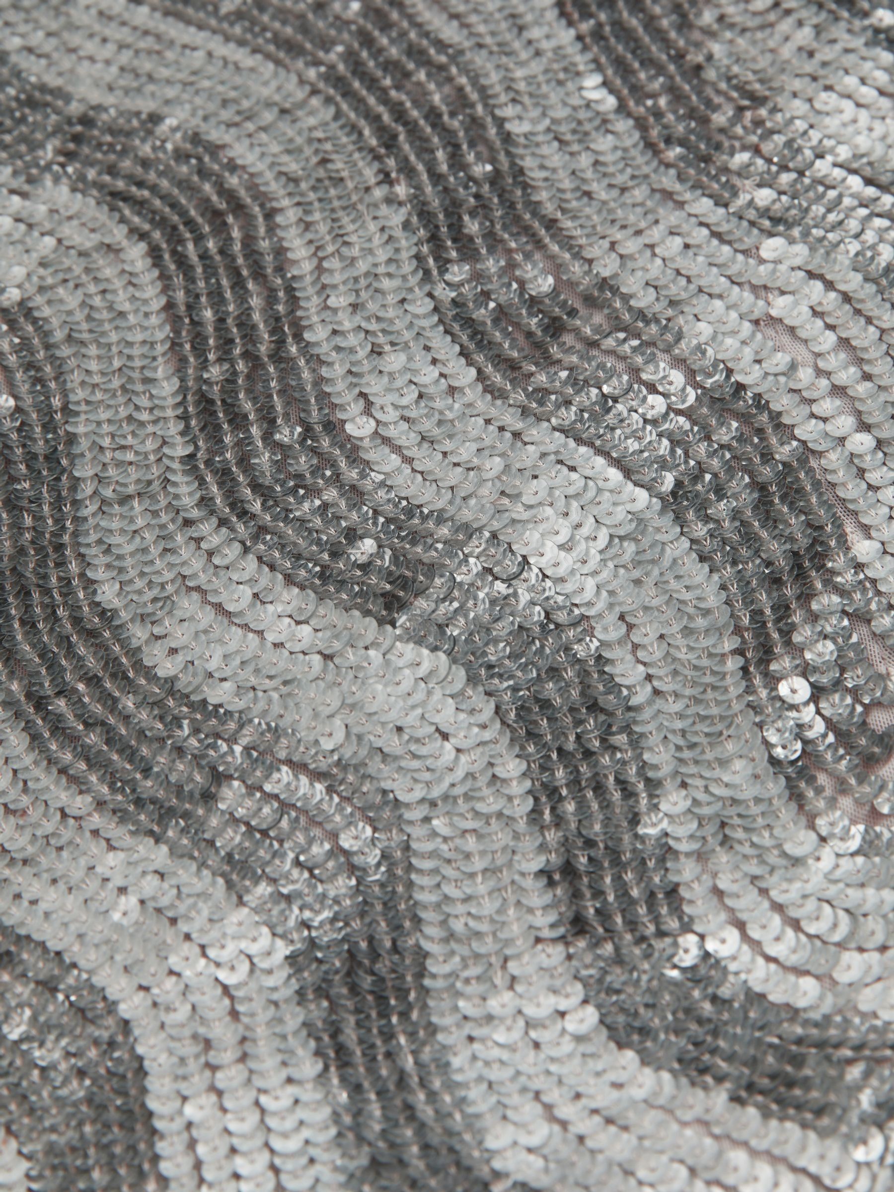 ILTA Keyhole-Back Sequinned Maxi Dress in Silver