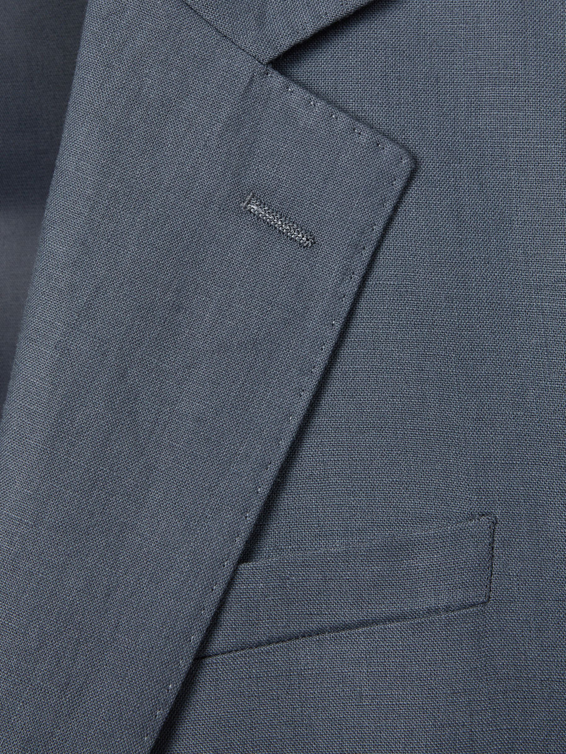 Single-Breasted Linen Suit Blazer Slim Fit in Airforce Blue
