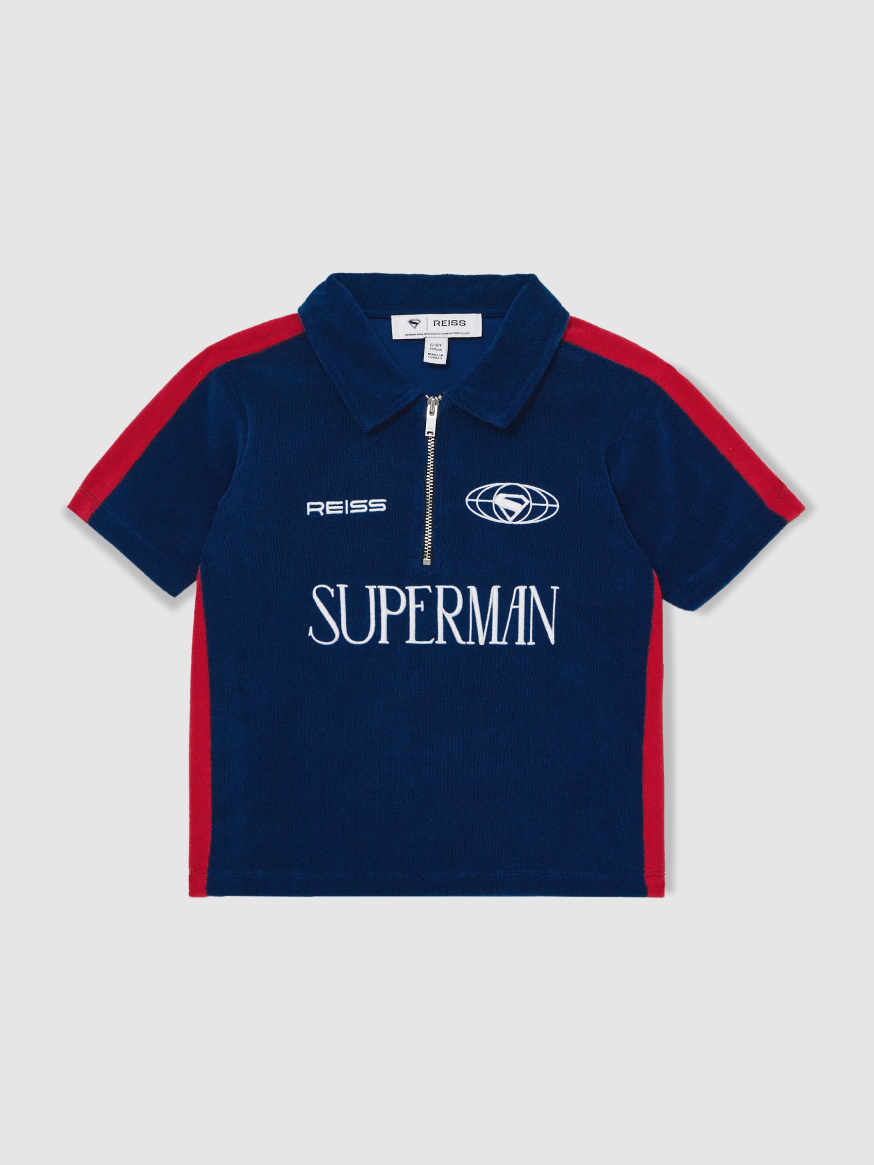 3-9 yrs Superman | Reiss Towelling Polo Shirt in Blue/Red