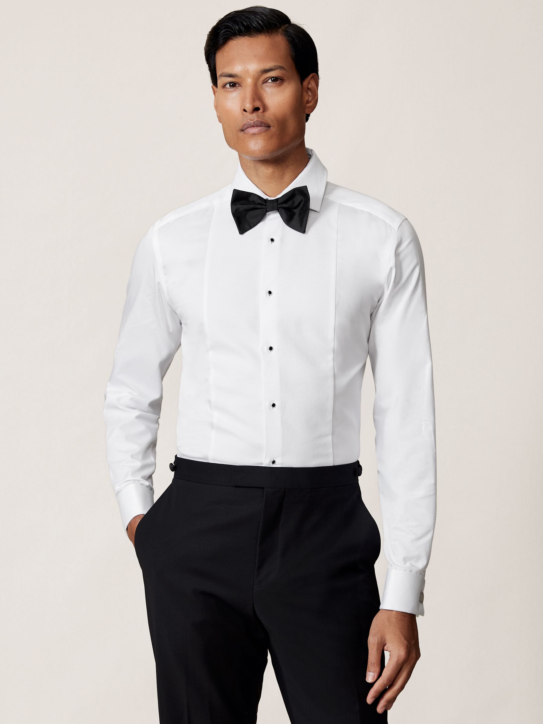 Slim Fit Cotton Double-Cuff Dinner Shirt Regular-Fit in White