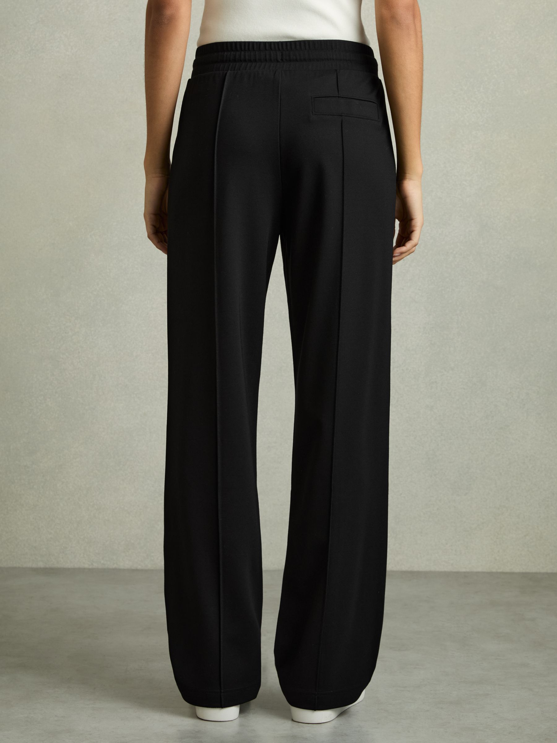 Drawstring Straight Leg Jersey Joggers in Black/Charcoal