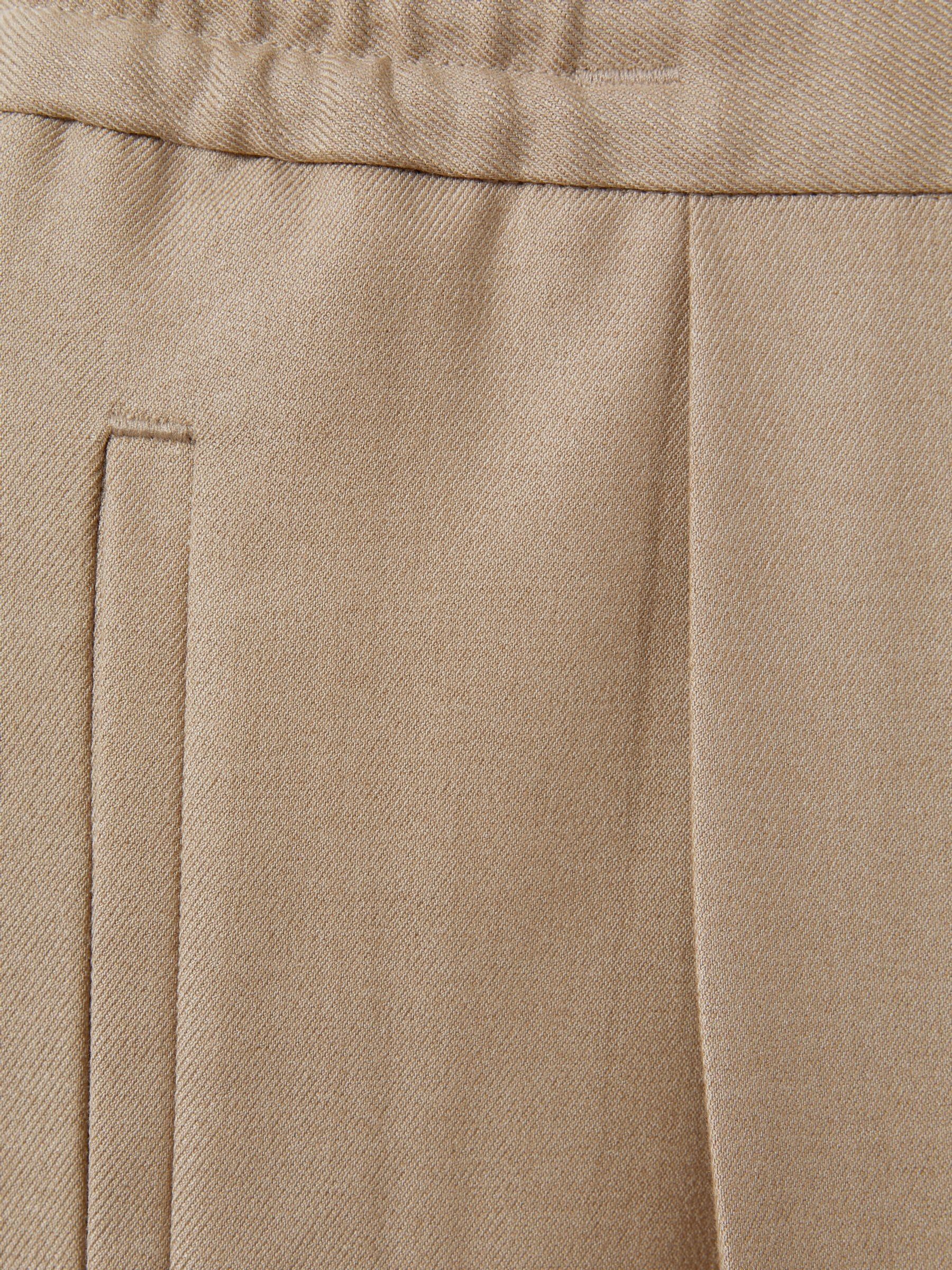 Relaxed Drawstring Trousers with Turn-Ups in Soft Camel Brown