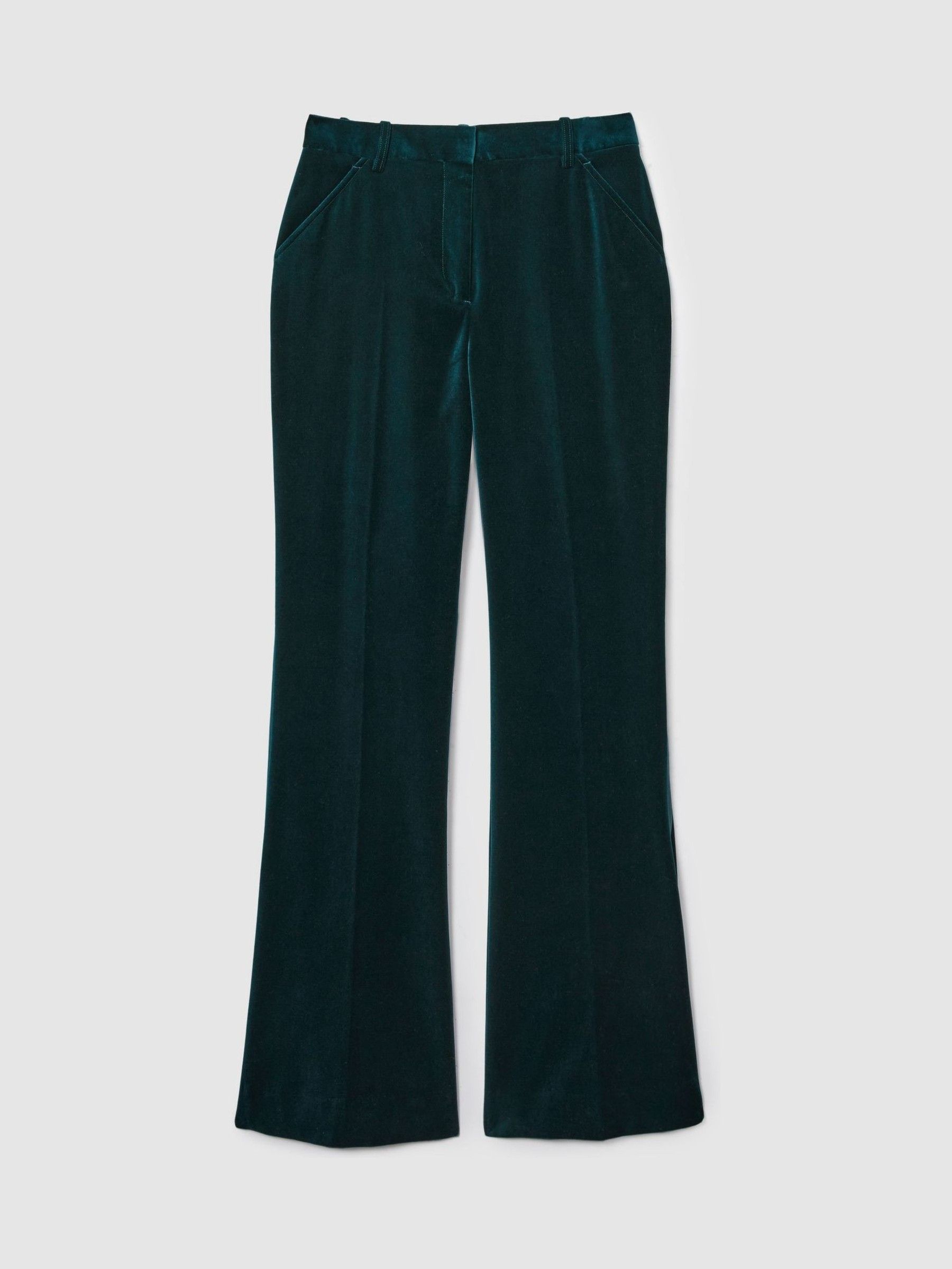 Velvet Flared Suit Trousers in Teal