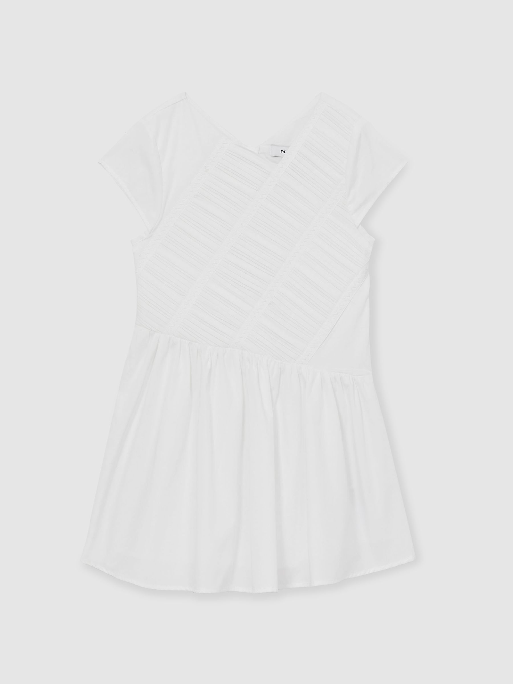 4-9 yrs Cotton Tucked-Pleat Dress in Ivory
