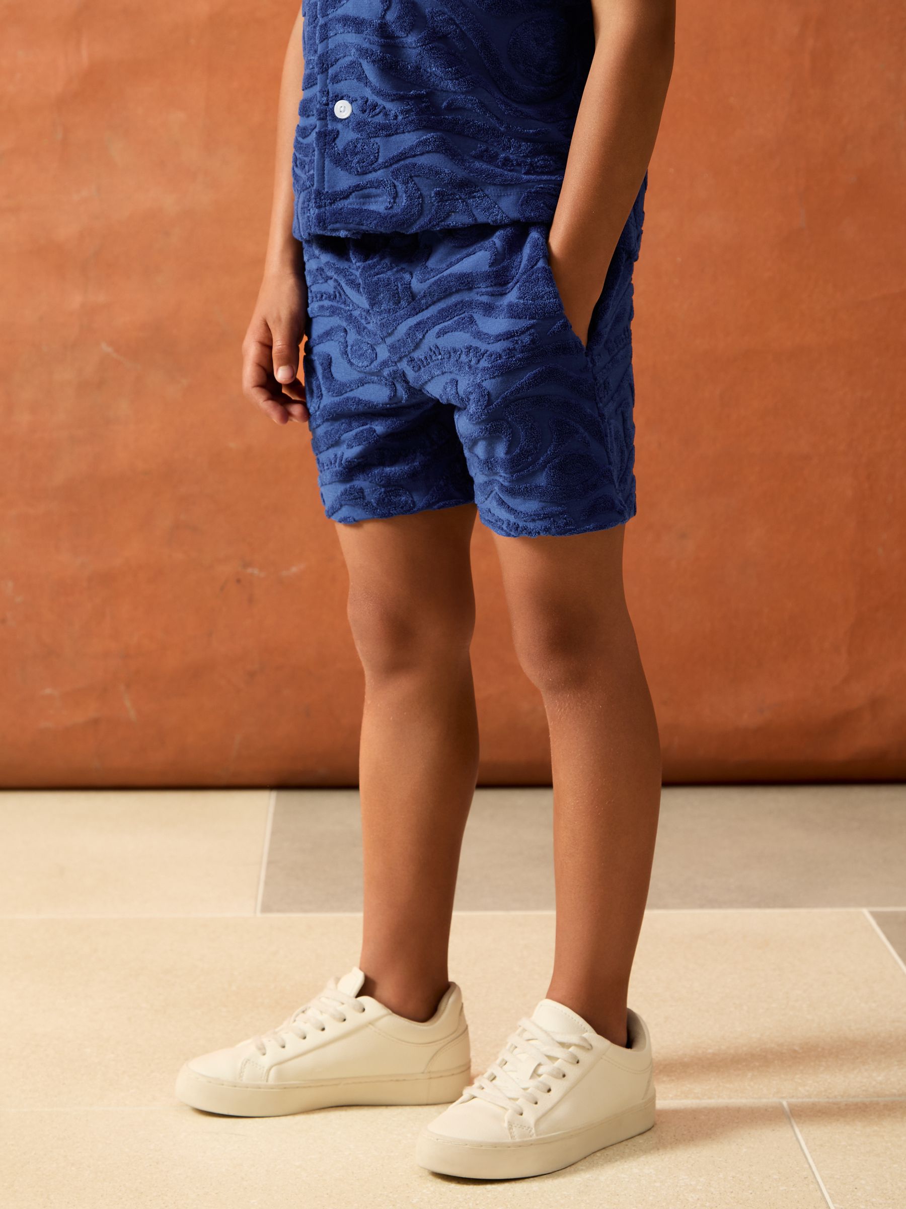 3-9 yrs SmileyWorld | Reiss Wave Texture Shorts in Bright Blue