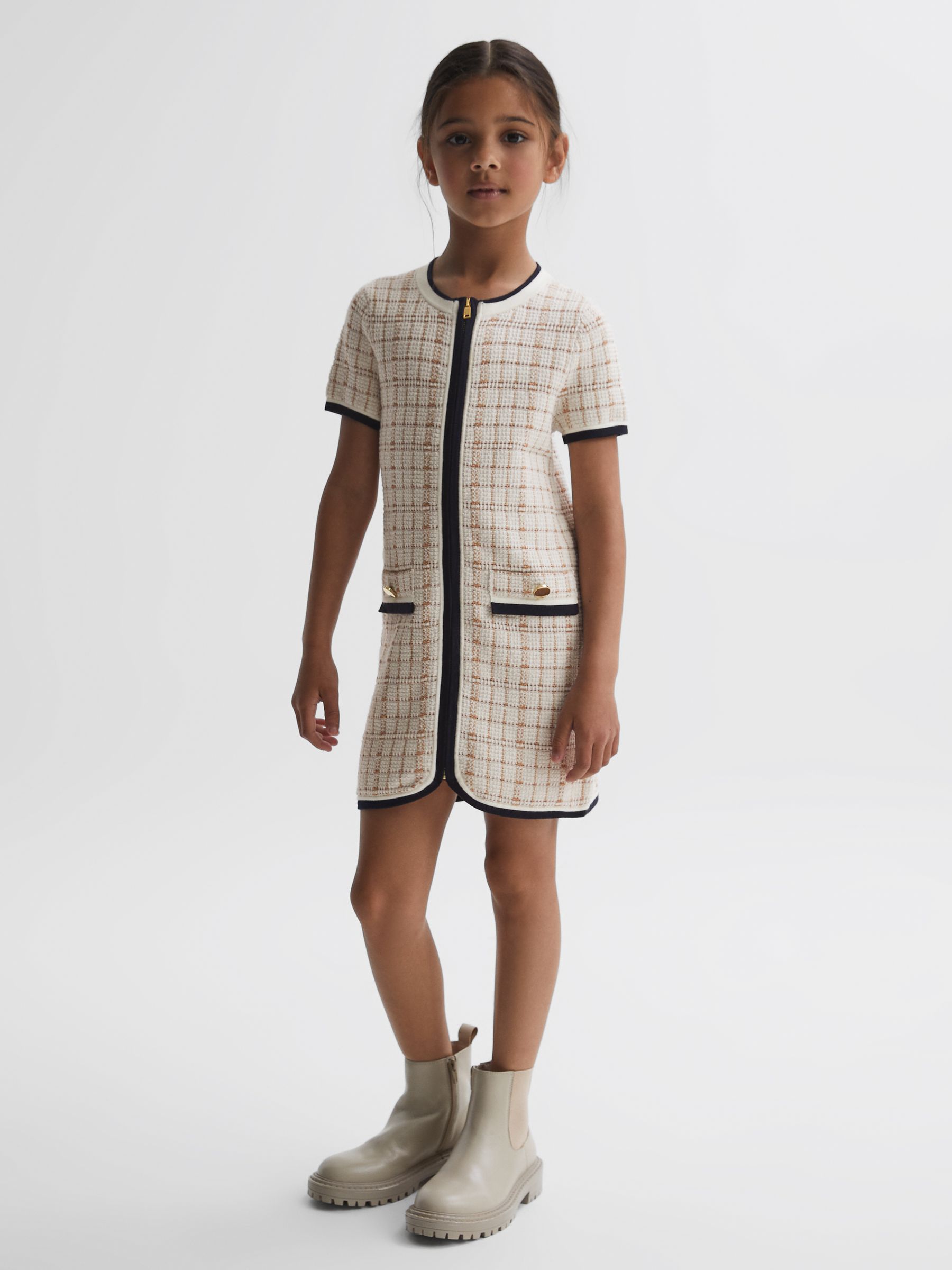 9-14 yrs Twill Short Sleeve Dress in Pink