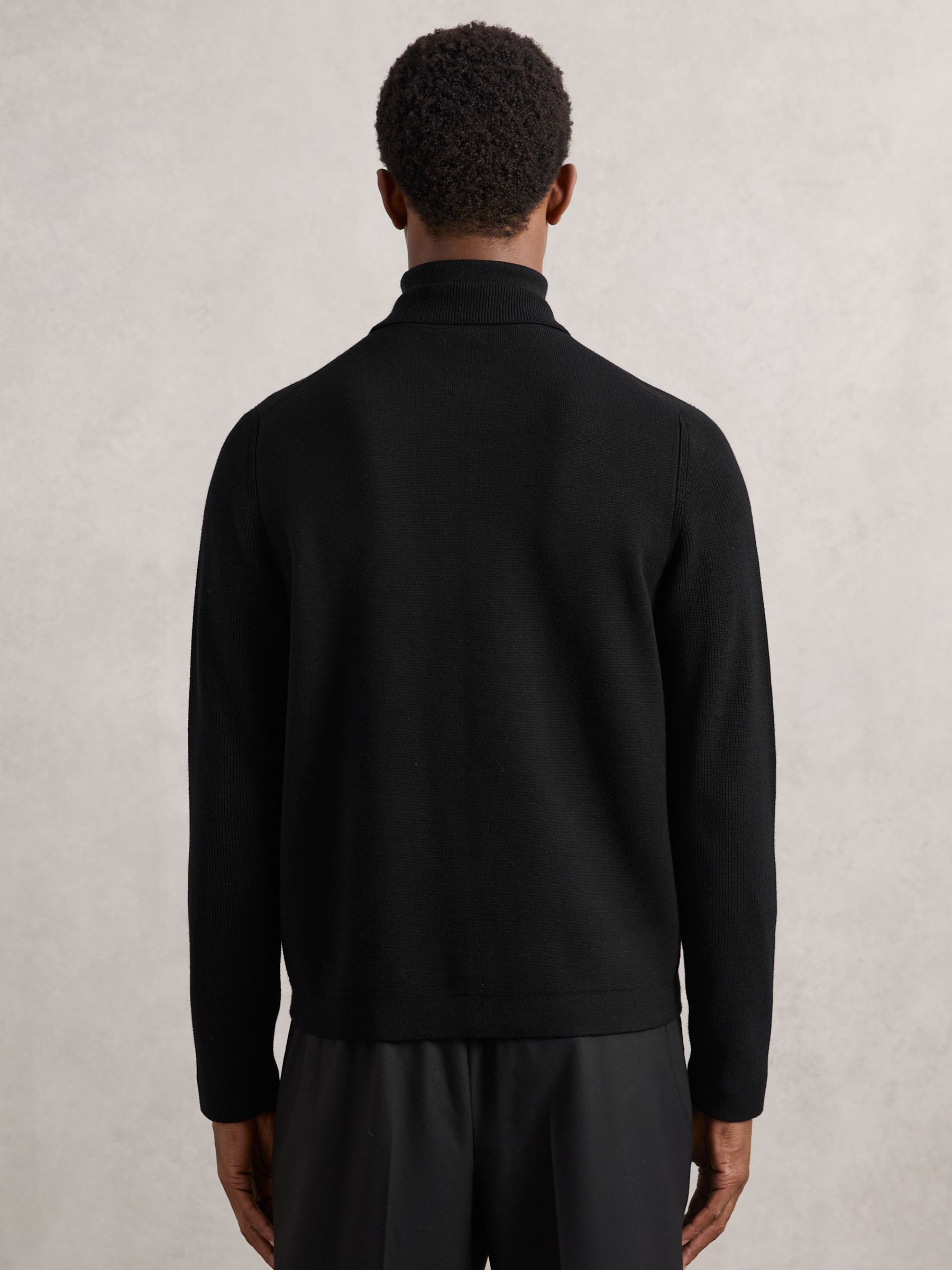 Four-Pocket Zip-Through Cardigan in Black