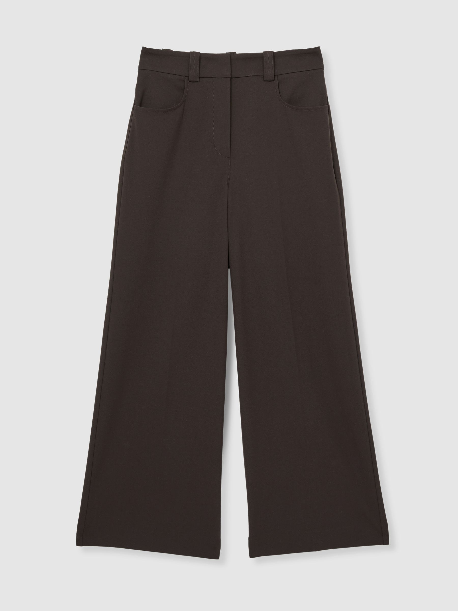 Twill Culotte Trousers in Chocolate Brown