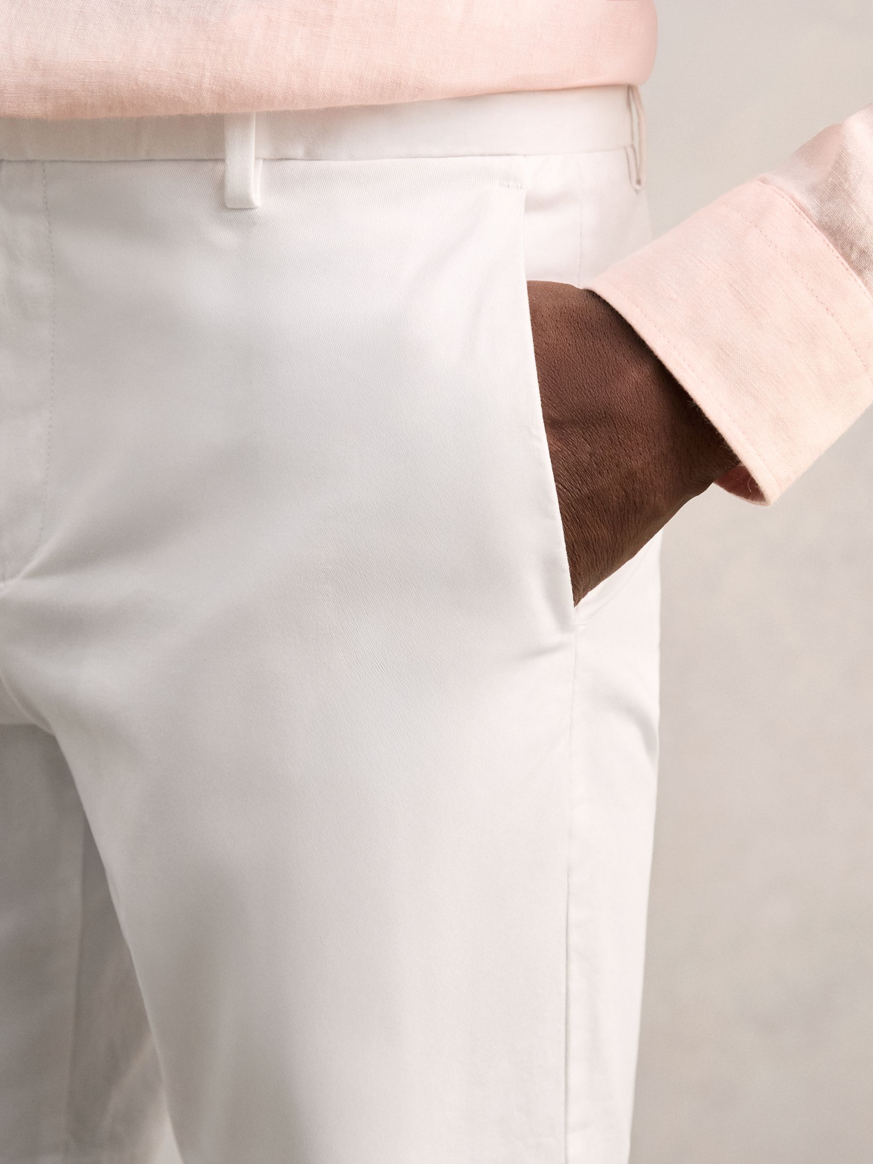 Cotton Chino Shorts with Stretch in White