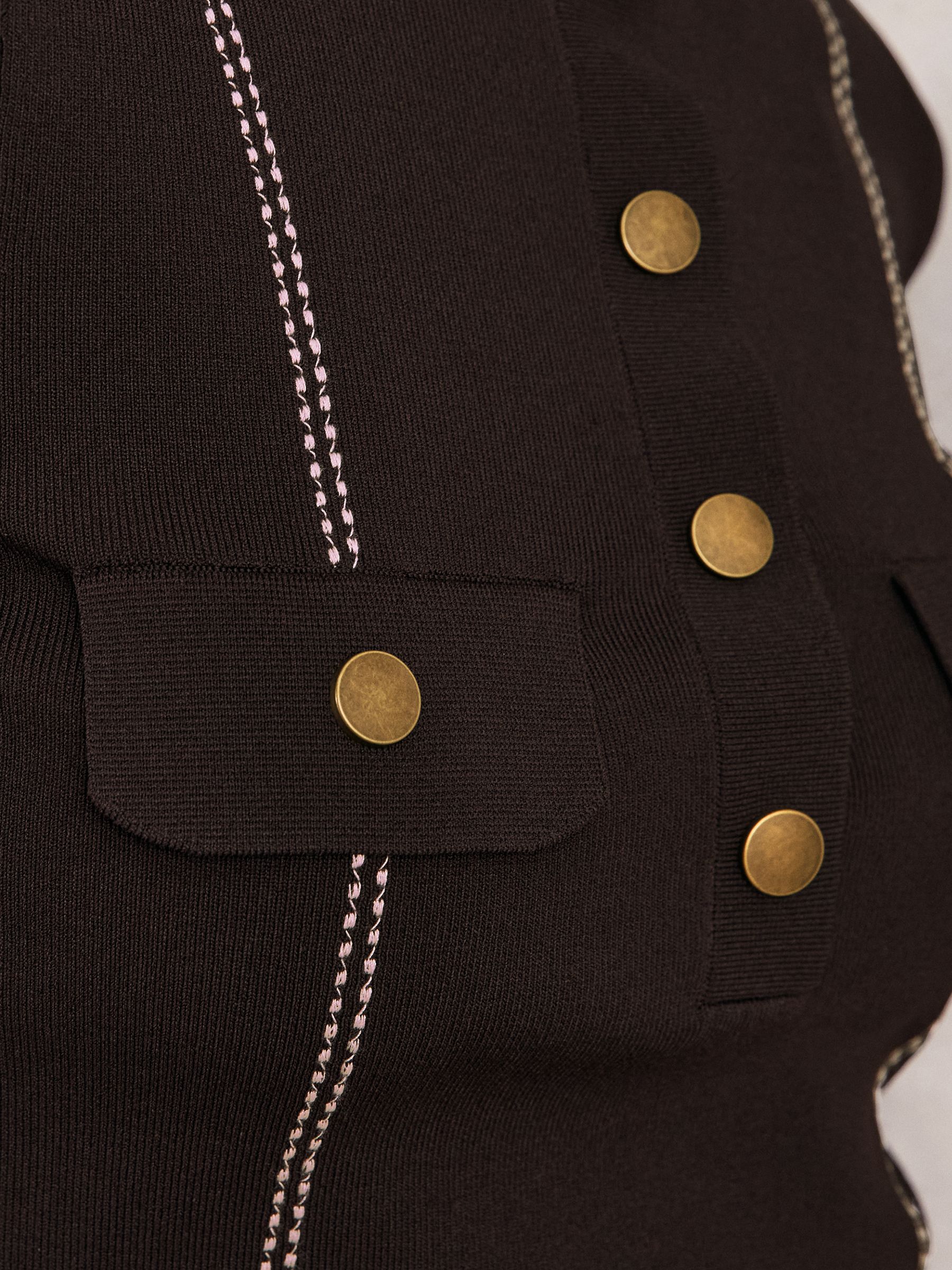 Contrast-Stitch Knit Top in Burgundy