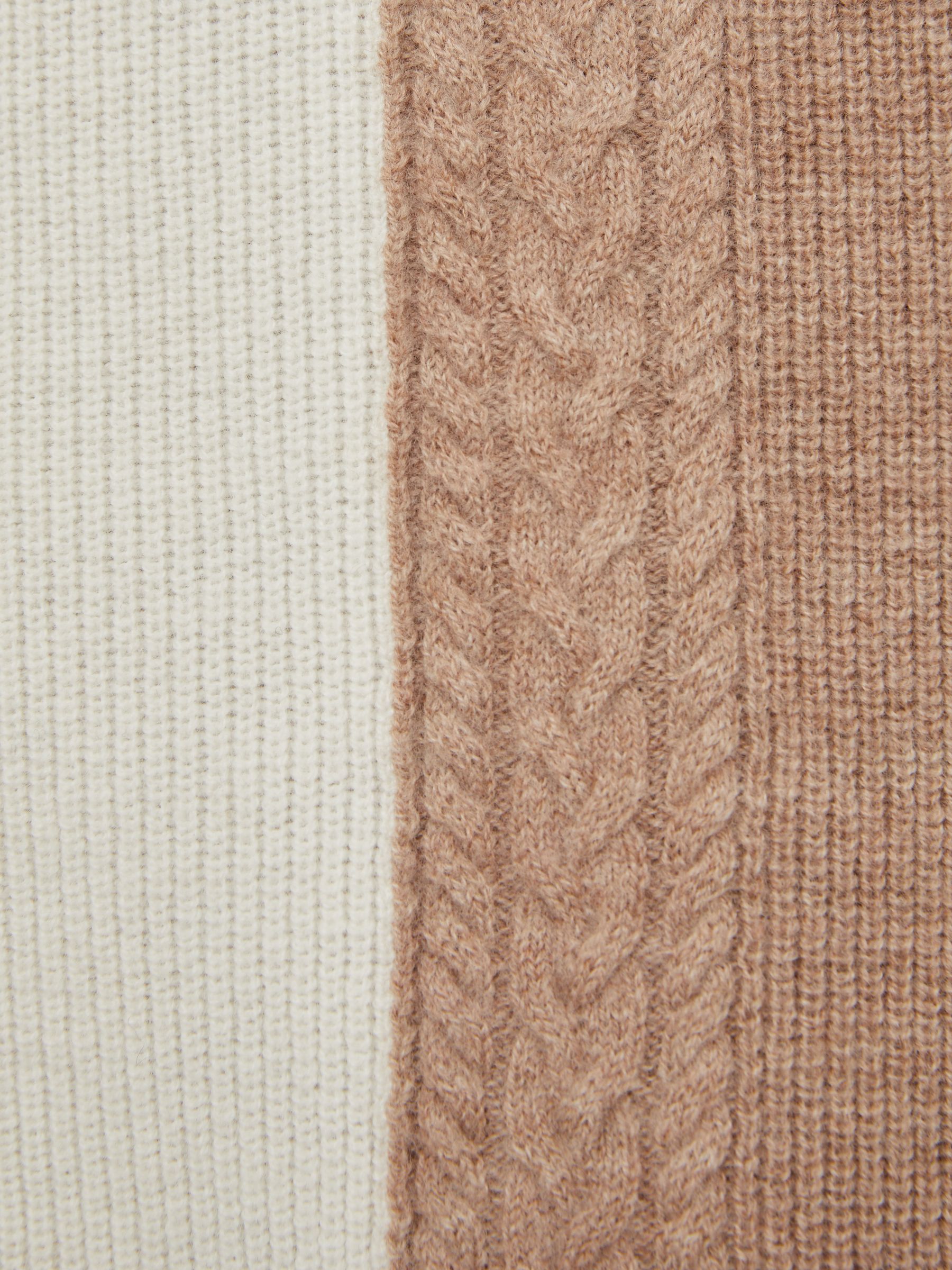 Wool Colourblock Knitted Shirt in Camel