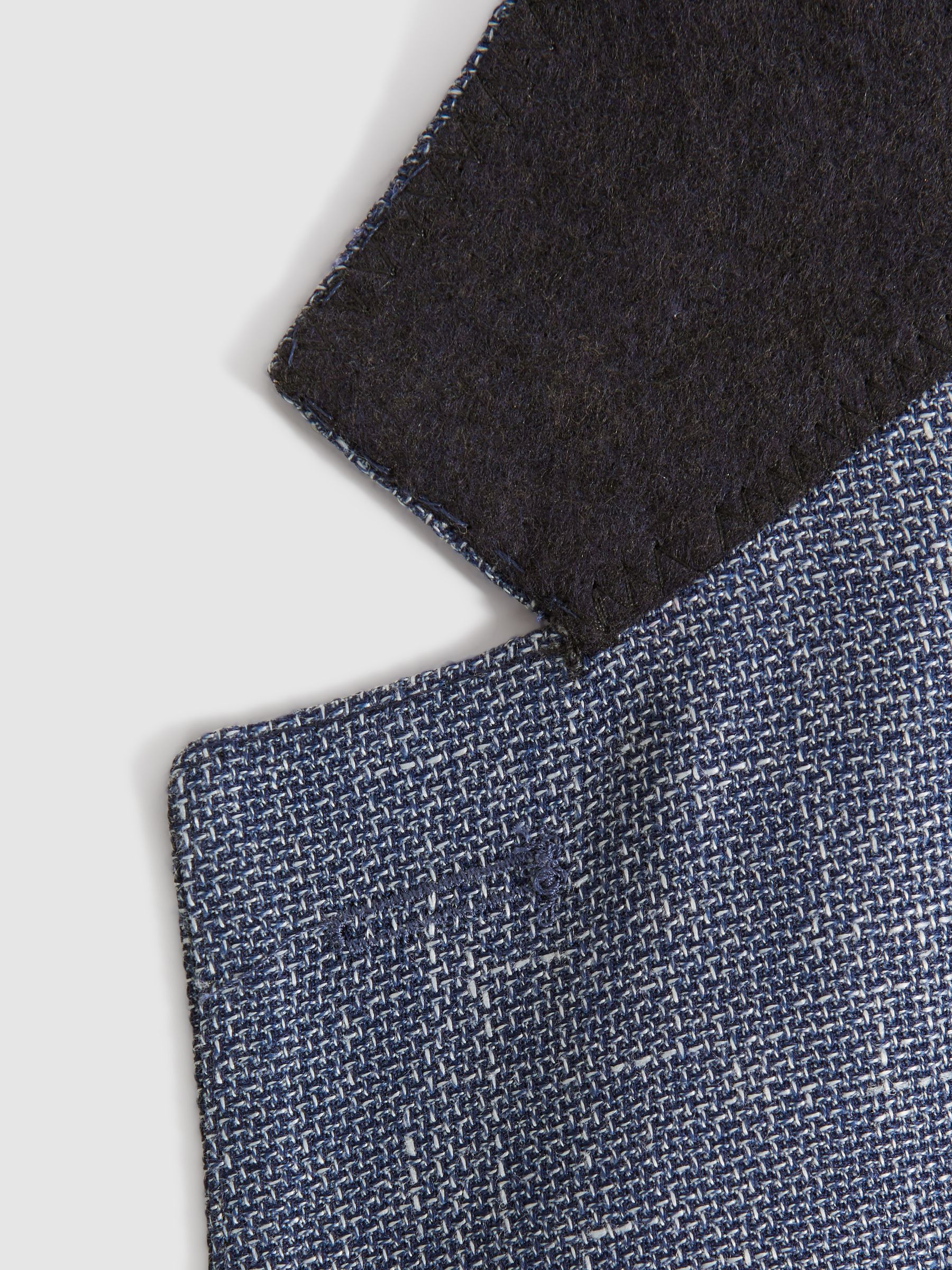 Slim Fit Single Breasted Wool Blend Blazer in Indigo