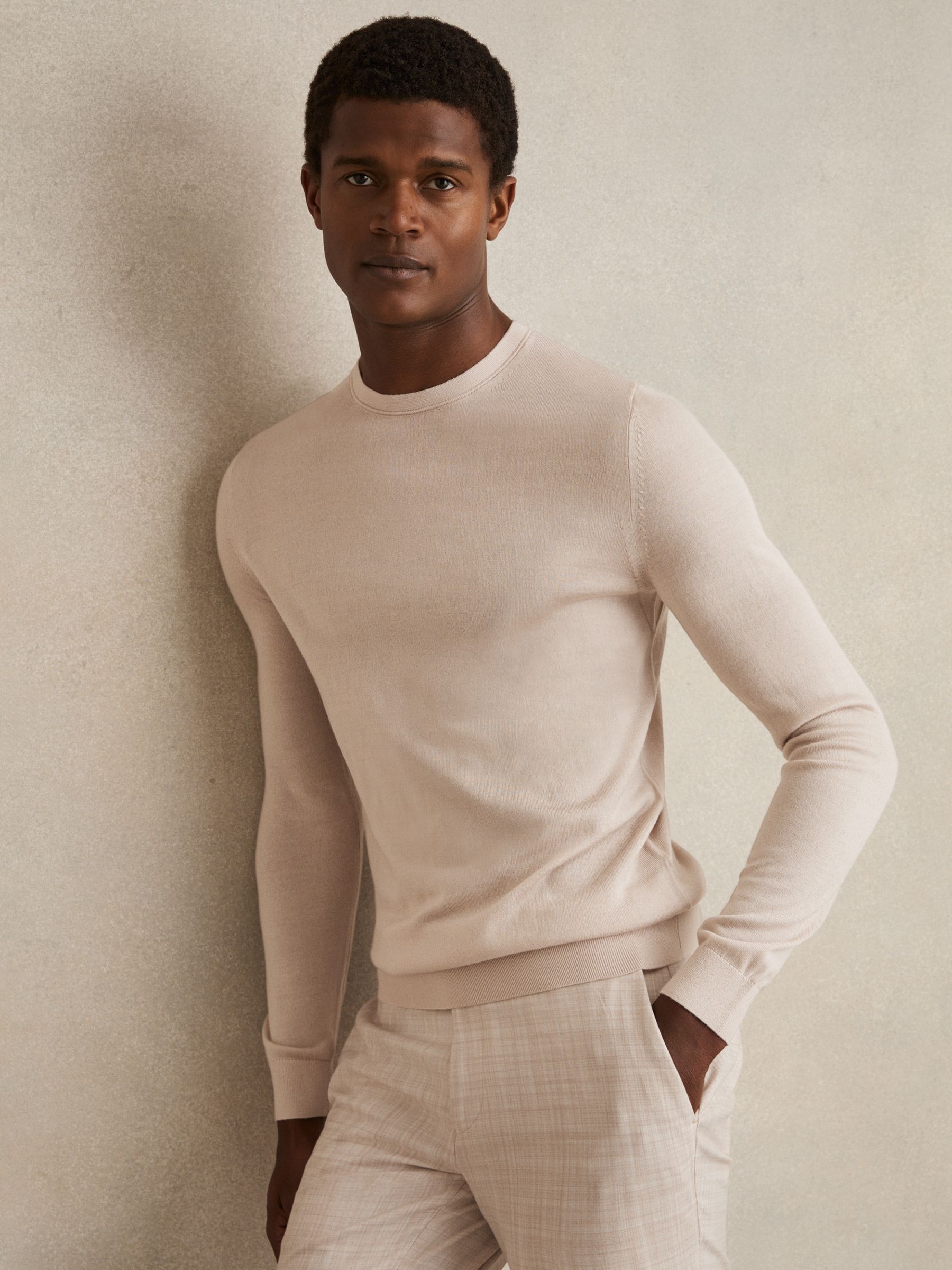Wool-Blend Crew-Neck Jumper in Sand