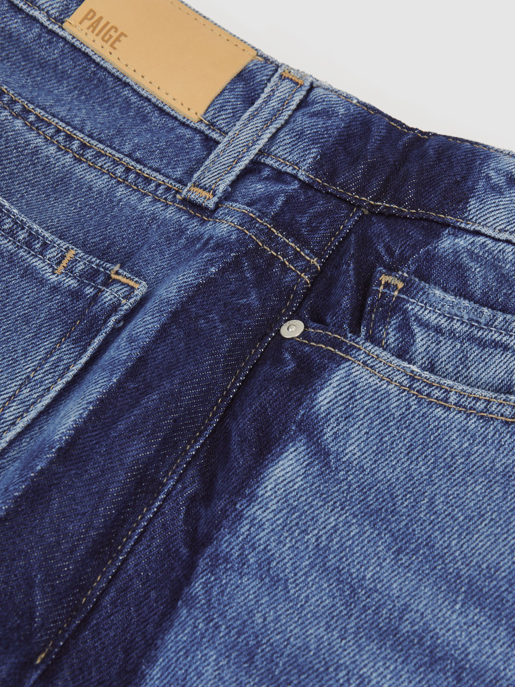 Paige Side Stripe Wide Leg Jeans in Navy/Blue Stripe