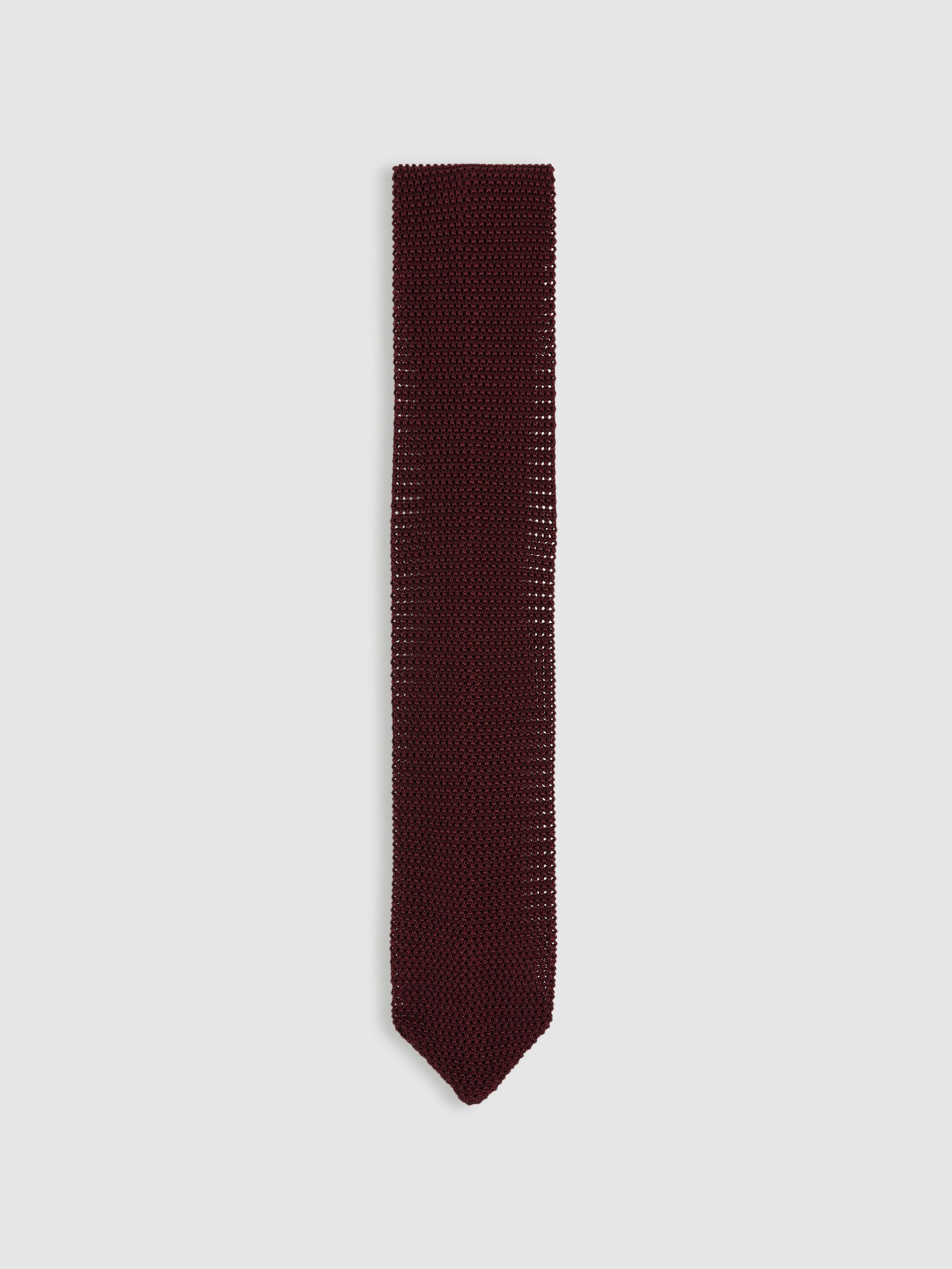 Silk Knitted Tie in Burgundy