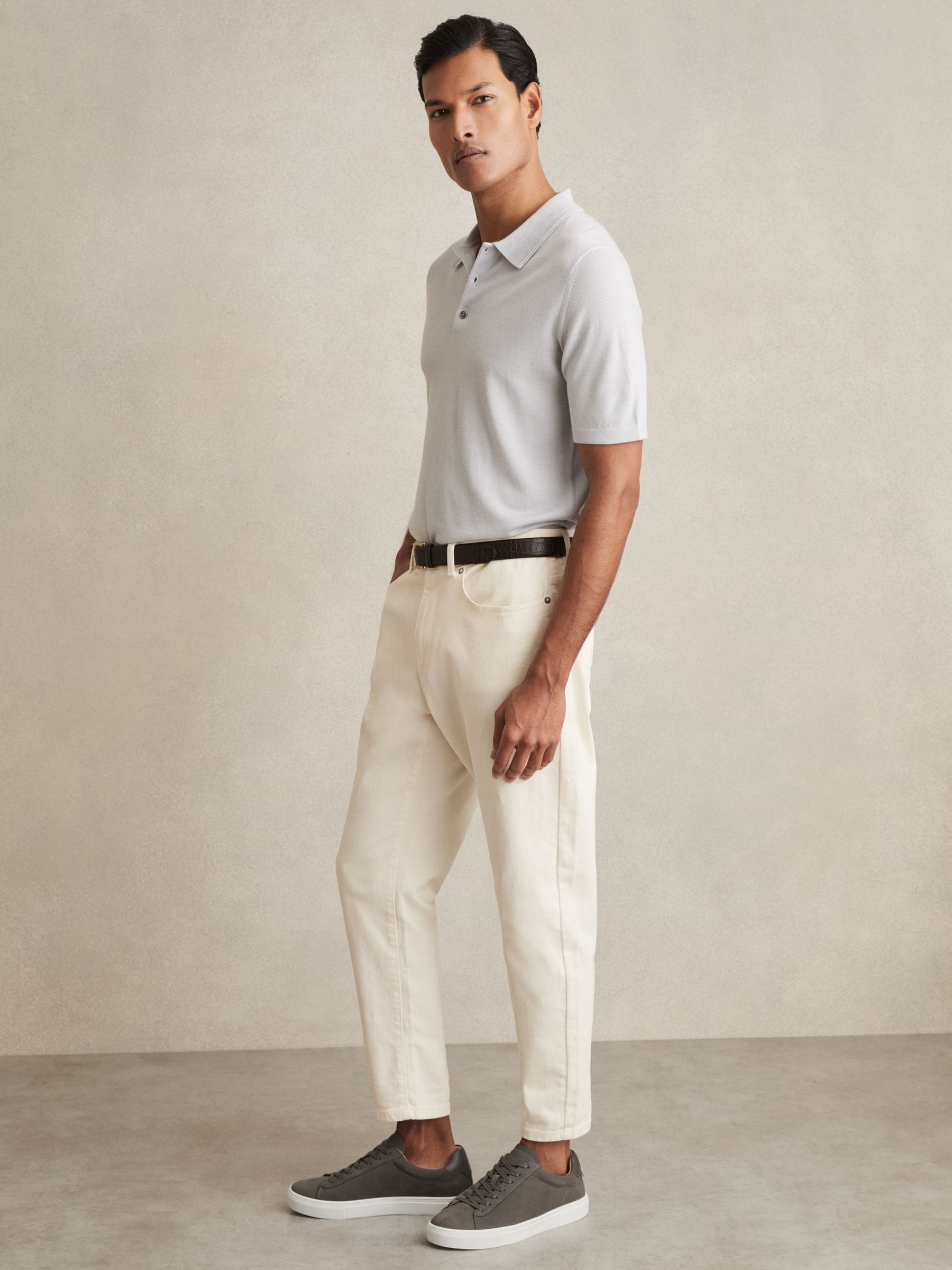 Nubuck Leather Low-Top Trainers in Grey