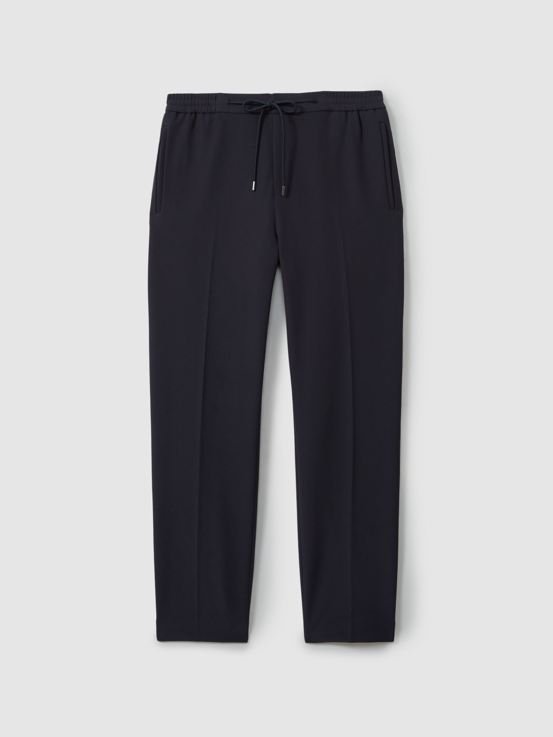 Relaxed Contrast Pipe Detail Trousers in Navy/Ivory Stripe