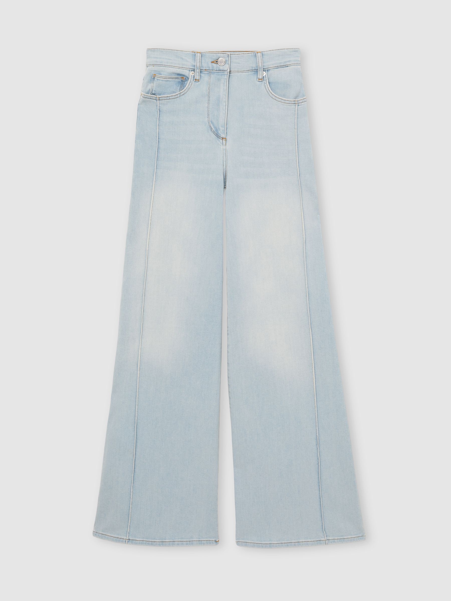 Stretch-Cotton Wide-Leg Jeans in Light Blue