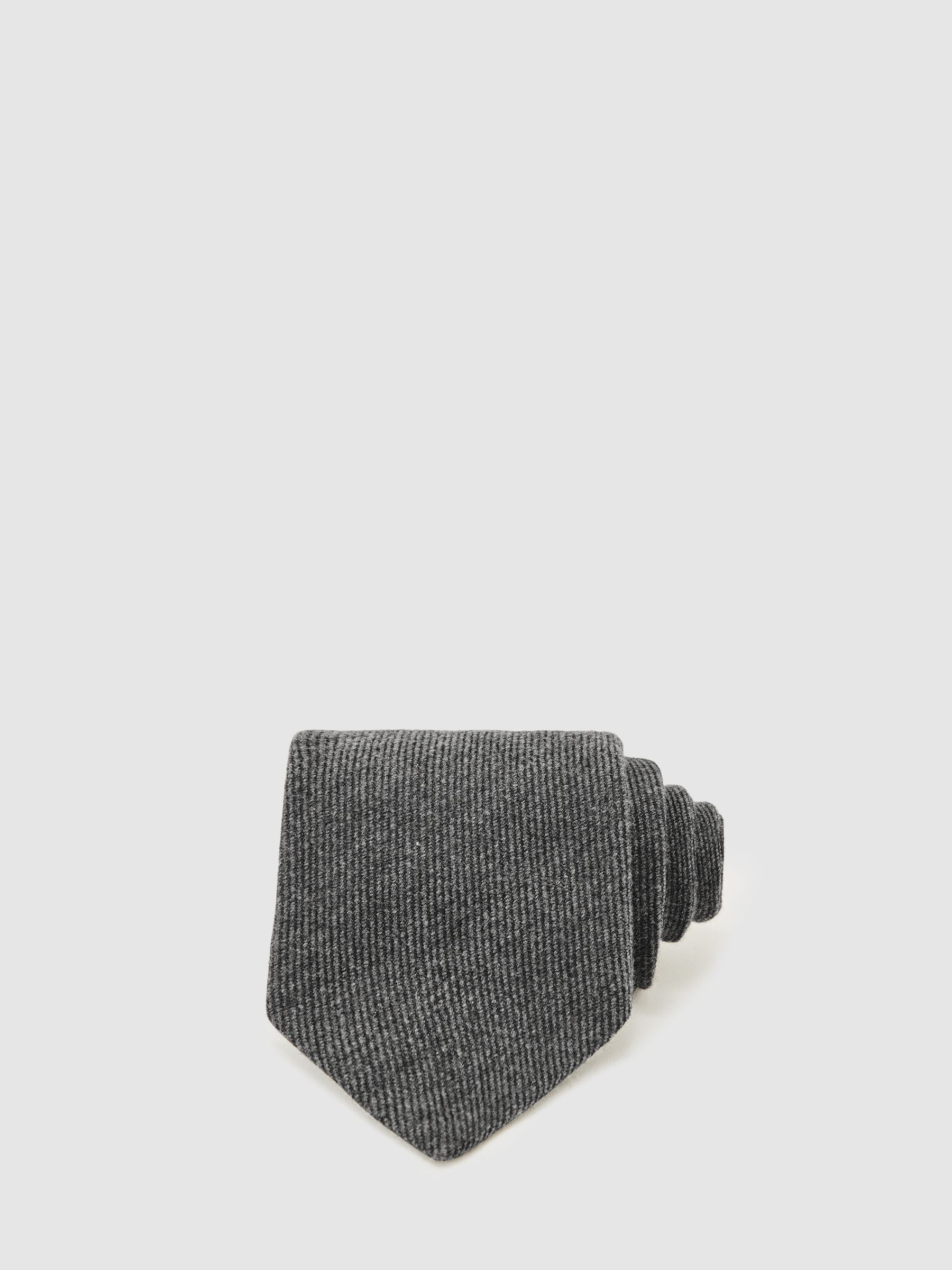 Wool-Silk Textured Tie in Charcoal