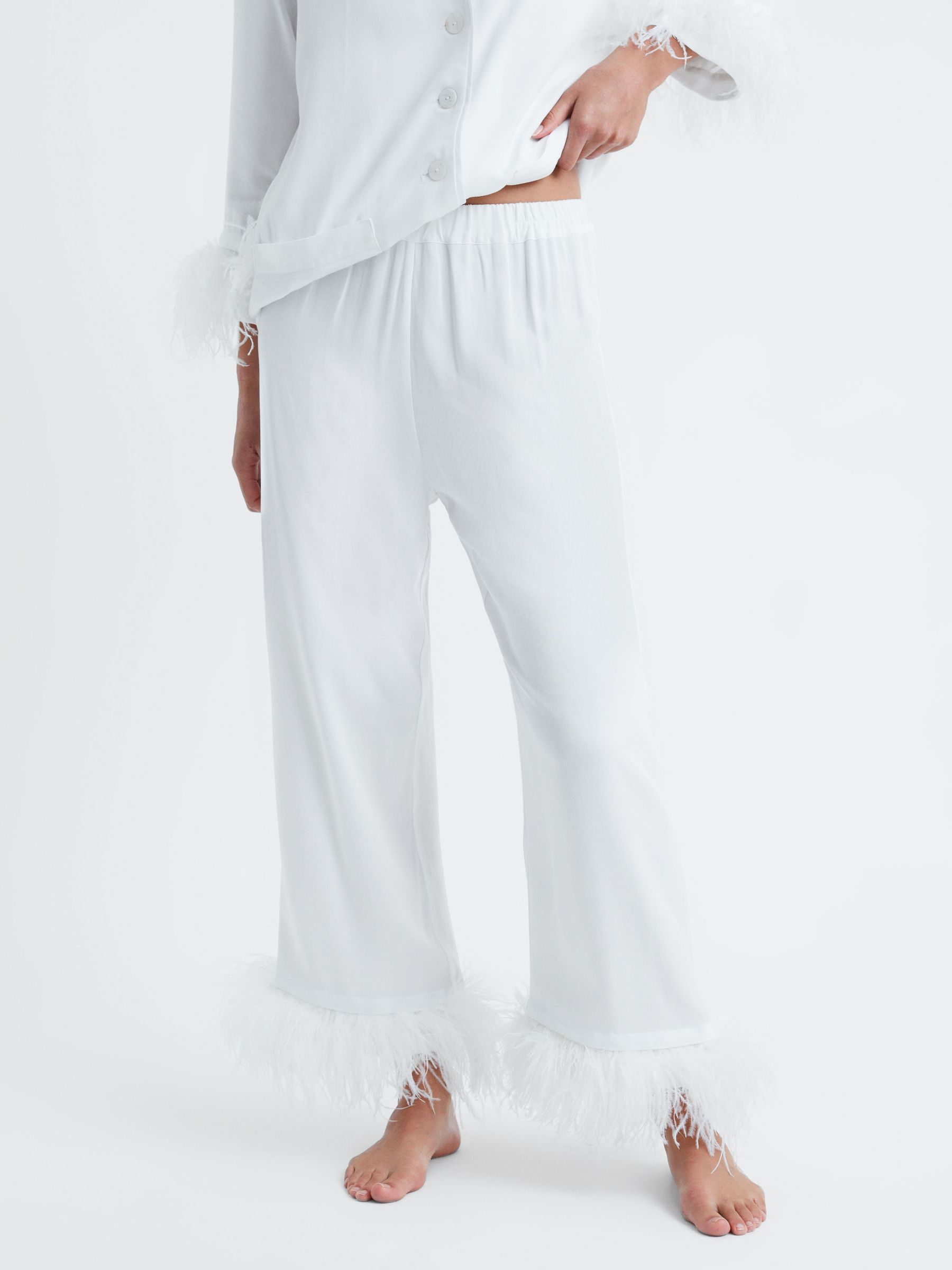 Sleeper Detachable Feather Pyjama Set in White