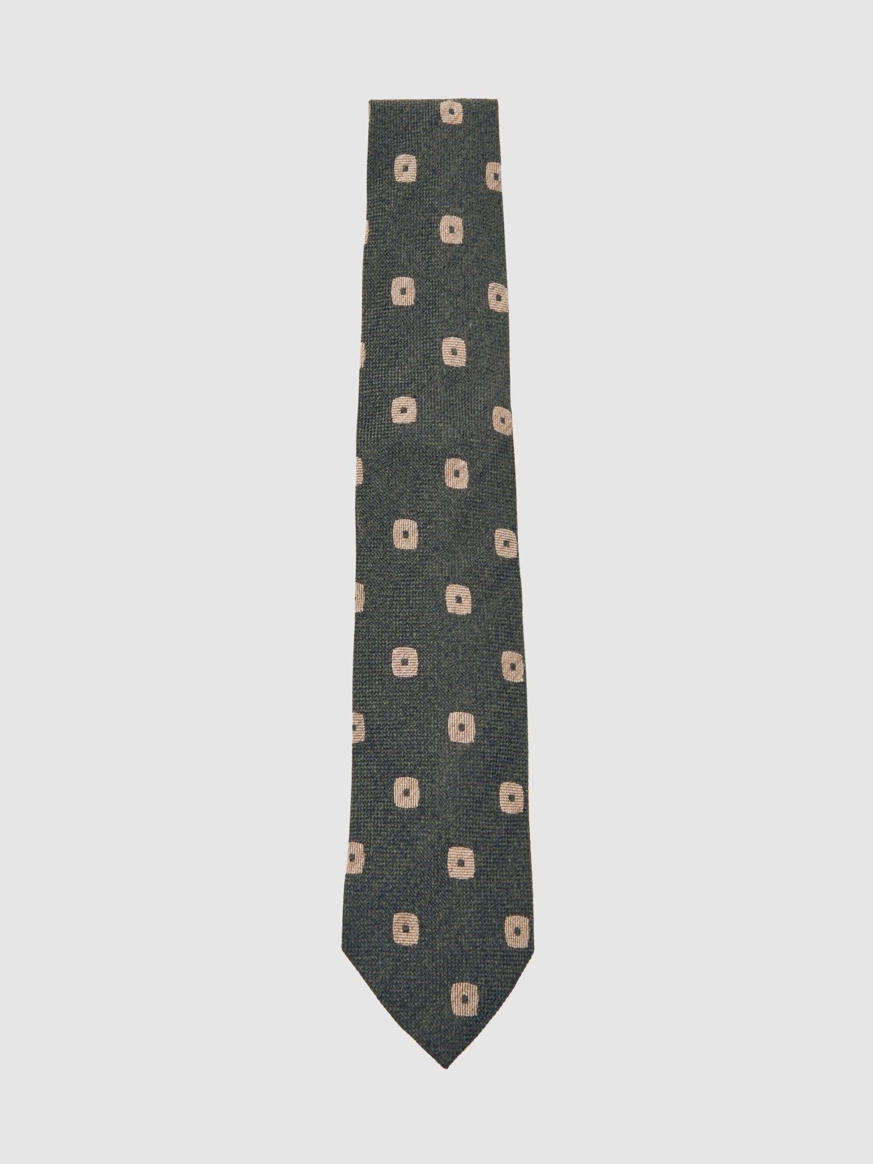 Silk-Wool Square-Medallion Tie in Forest Green