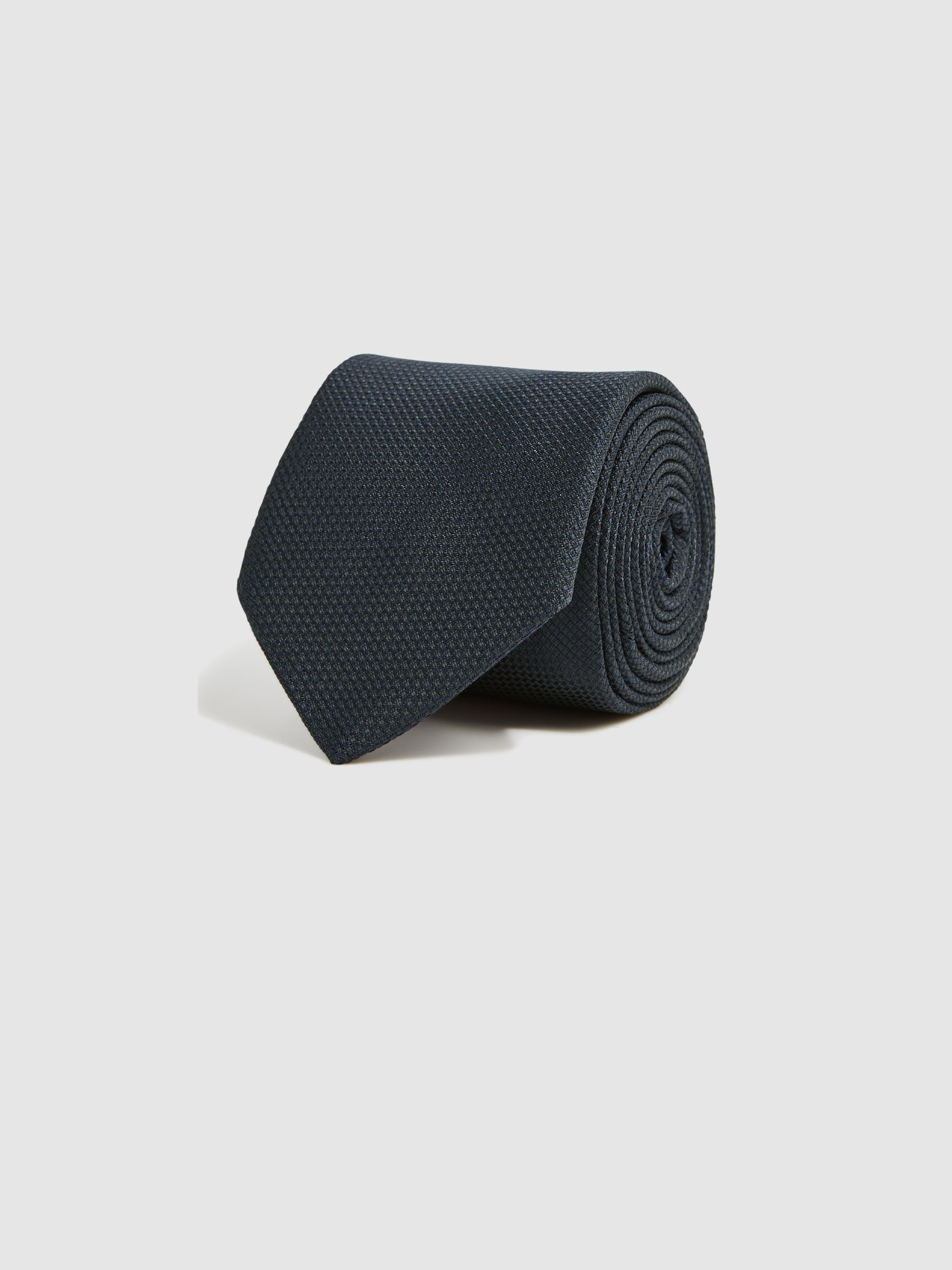 Textured Silk Blend Tie in Navy